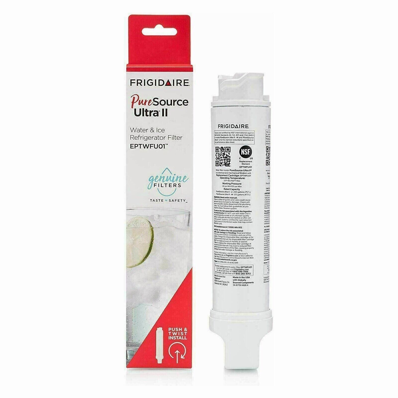 1-4Pcs Frigidaire EPTWFU01 Pure Source Ultra II Refrigerator Water Filter Sealed