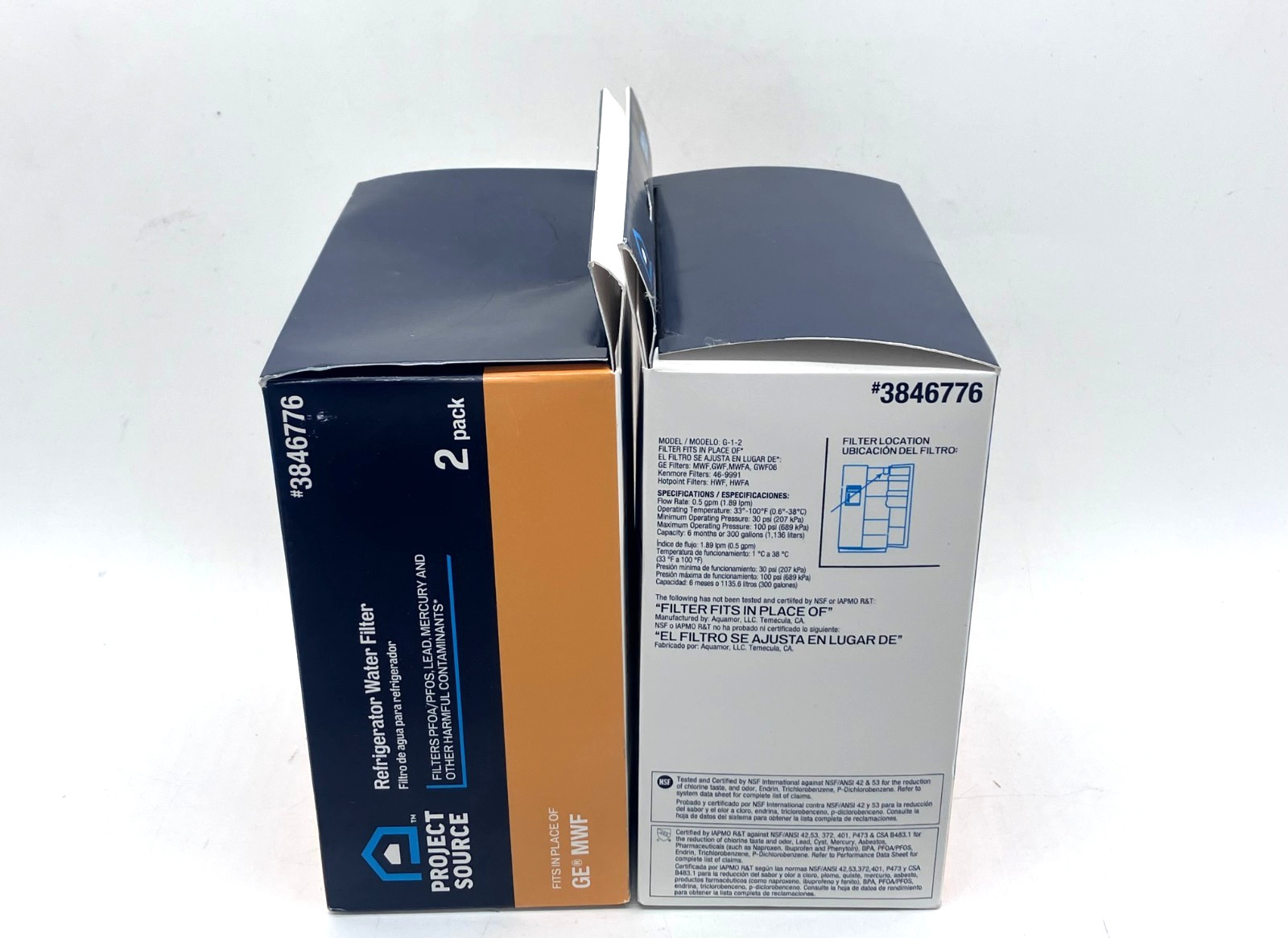 4 PACKS Project Source #3846776 Refrigerator Water Filter fits GE MWF 2-2 Packs