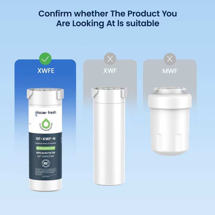 Glacier Fresh XWFE Water Filter Compatible with GE French-door 1 Pack with chip