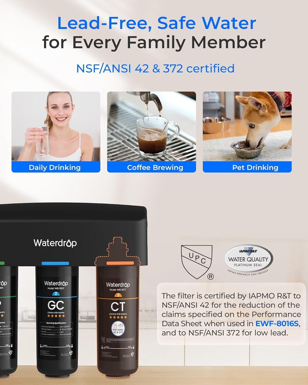 Waterdrop TSA 3-stage Under Sink Water Filter System, With Extra 10PP Filter