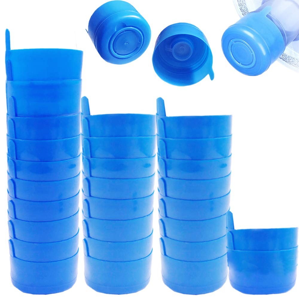 Zddaoole 30 Pack Non Spill Caps,Reusable 55mm 3 and 5 Gallon Water White