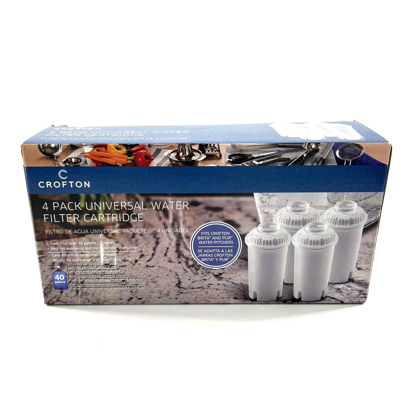 Crofton 4 Pack Universal Water Filters NEW Cartridge Fits Brita Pur