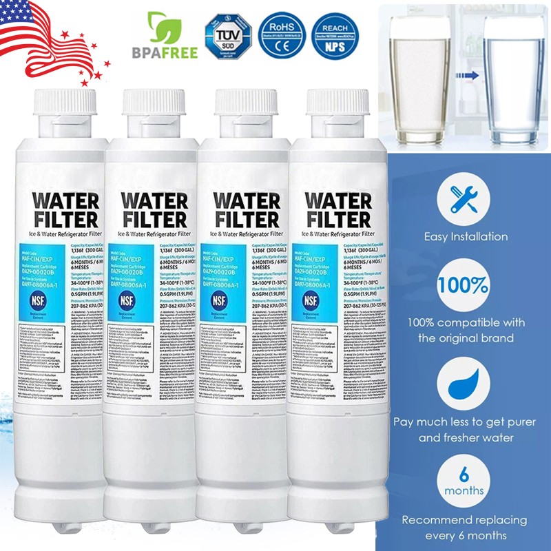 New 4 PACK for Samsung DA29-00020B HAF-CIN/EXP Refrigerator Water & Ice Filter