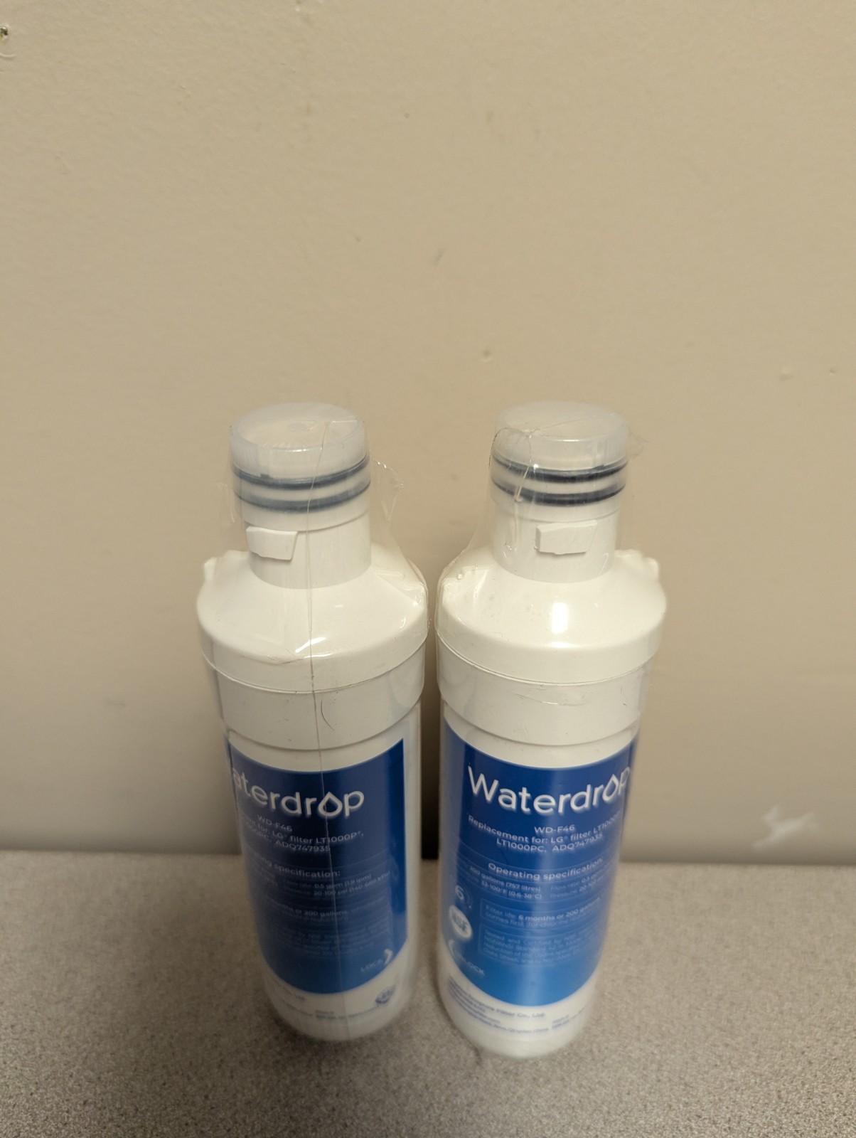 2 Pack Waterdrop Replacement Refrigerator Water Filter WD-F46 for LG