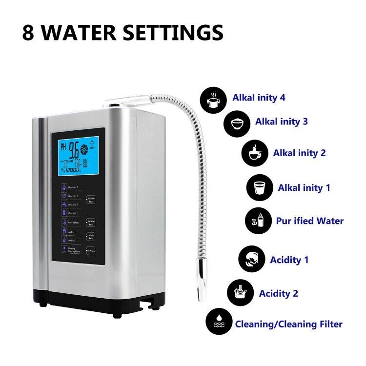 Alkaline Water Ionizer machine hydrogen water Purifier pH3.5-10.5 Water filter