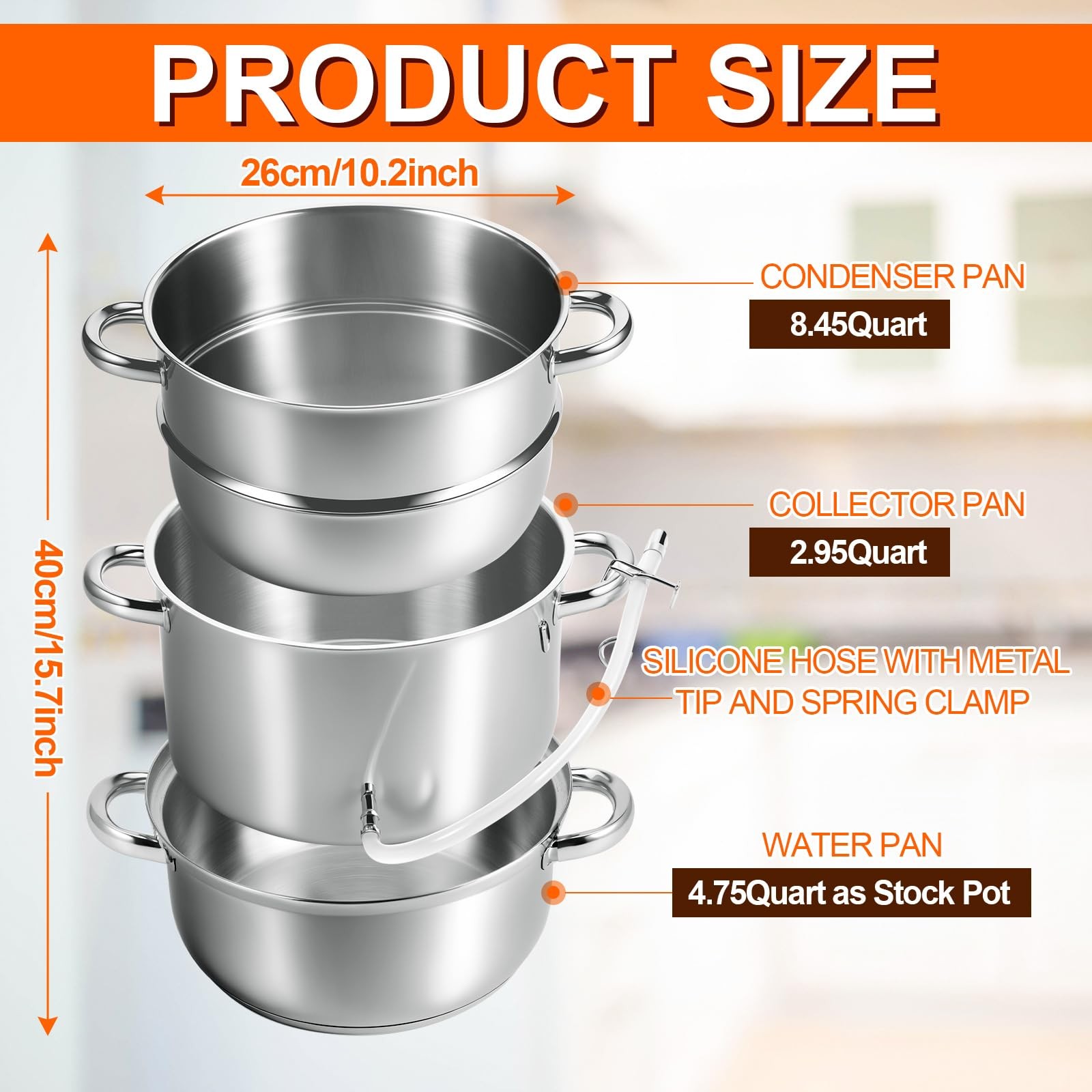 Suclain Stainless Steel Water Distiller, 3 Layers 1.2 Gallon Distilled Machin…