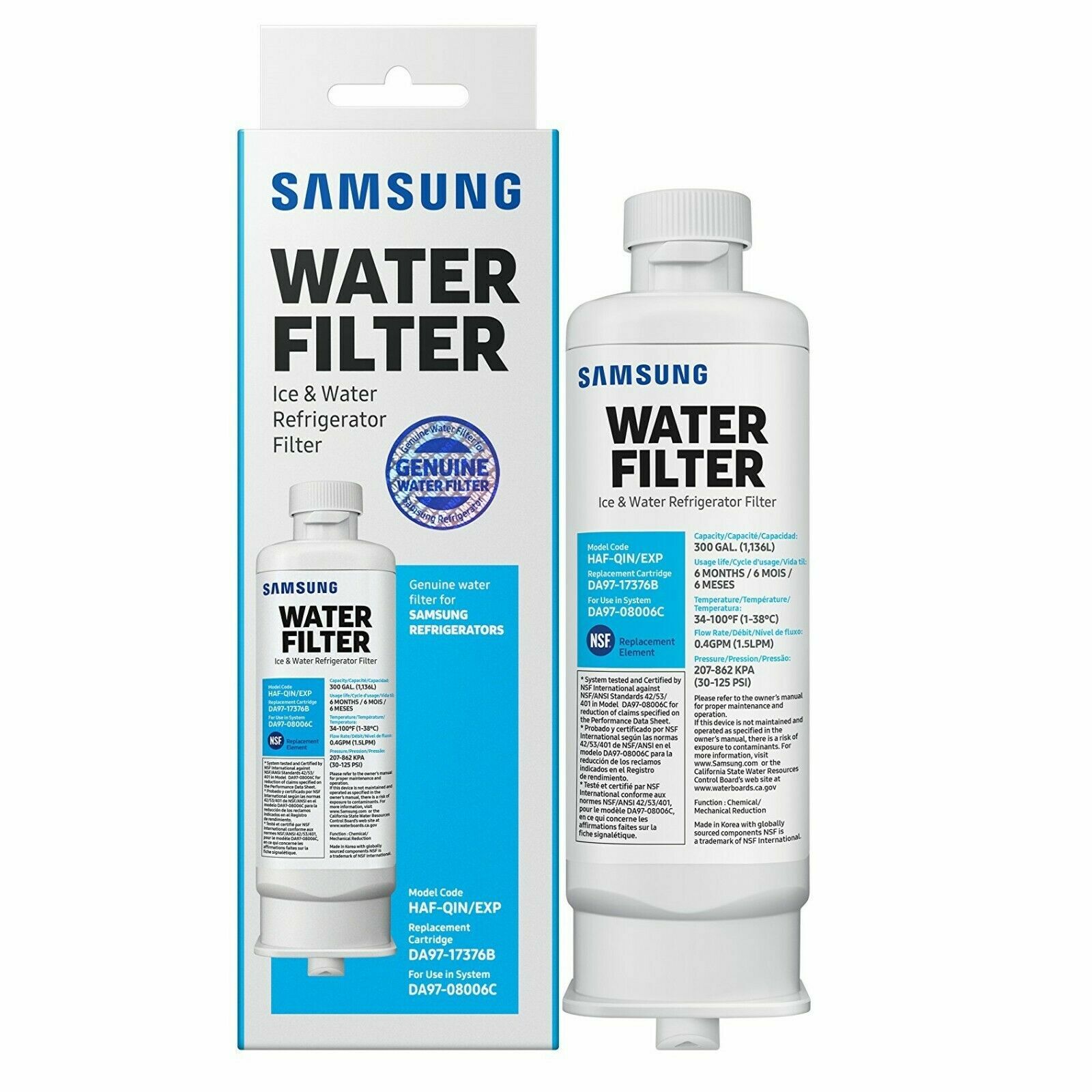 1 PACK Genuine Samsung DA97-17376B HAF-QIN/EXP REFRIGERATOR Water Filter NEW,USA