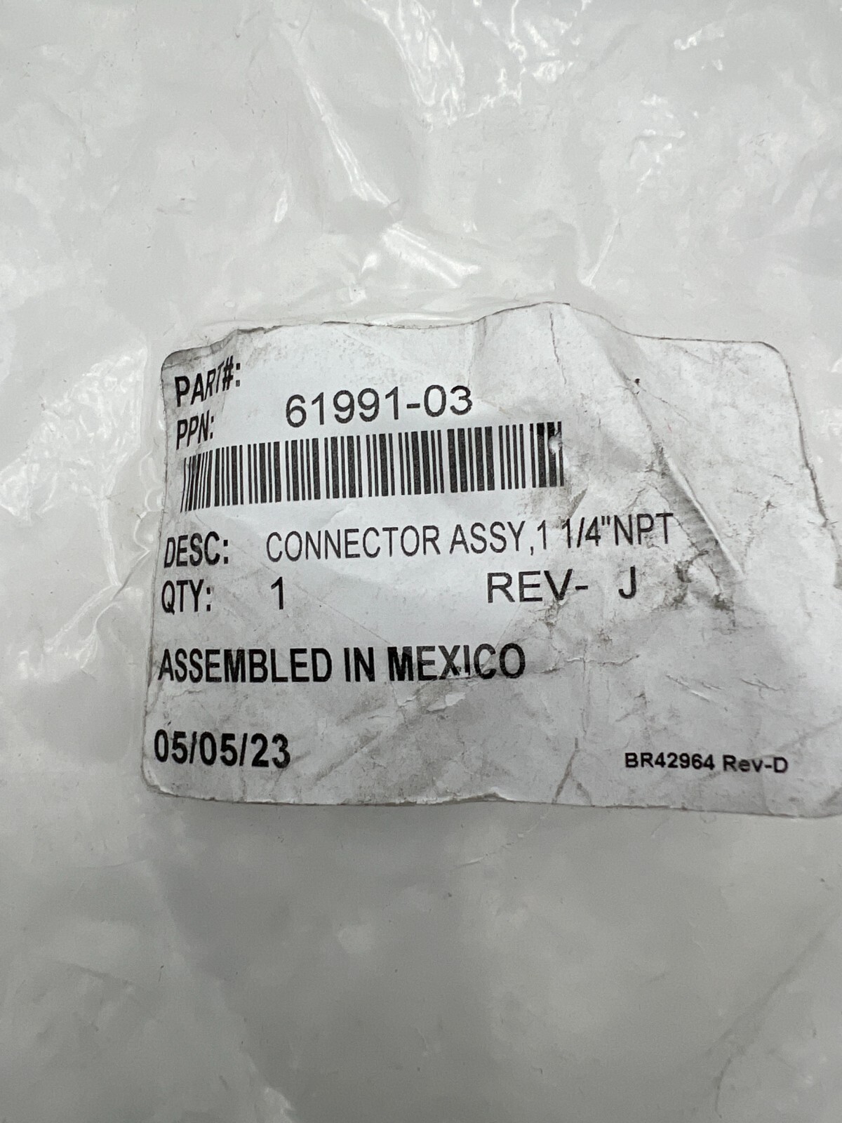1-1/4″ NPT Connector Assembly , 61991-03, Black Content From United States