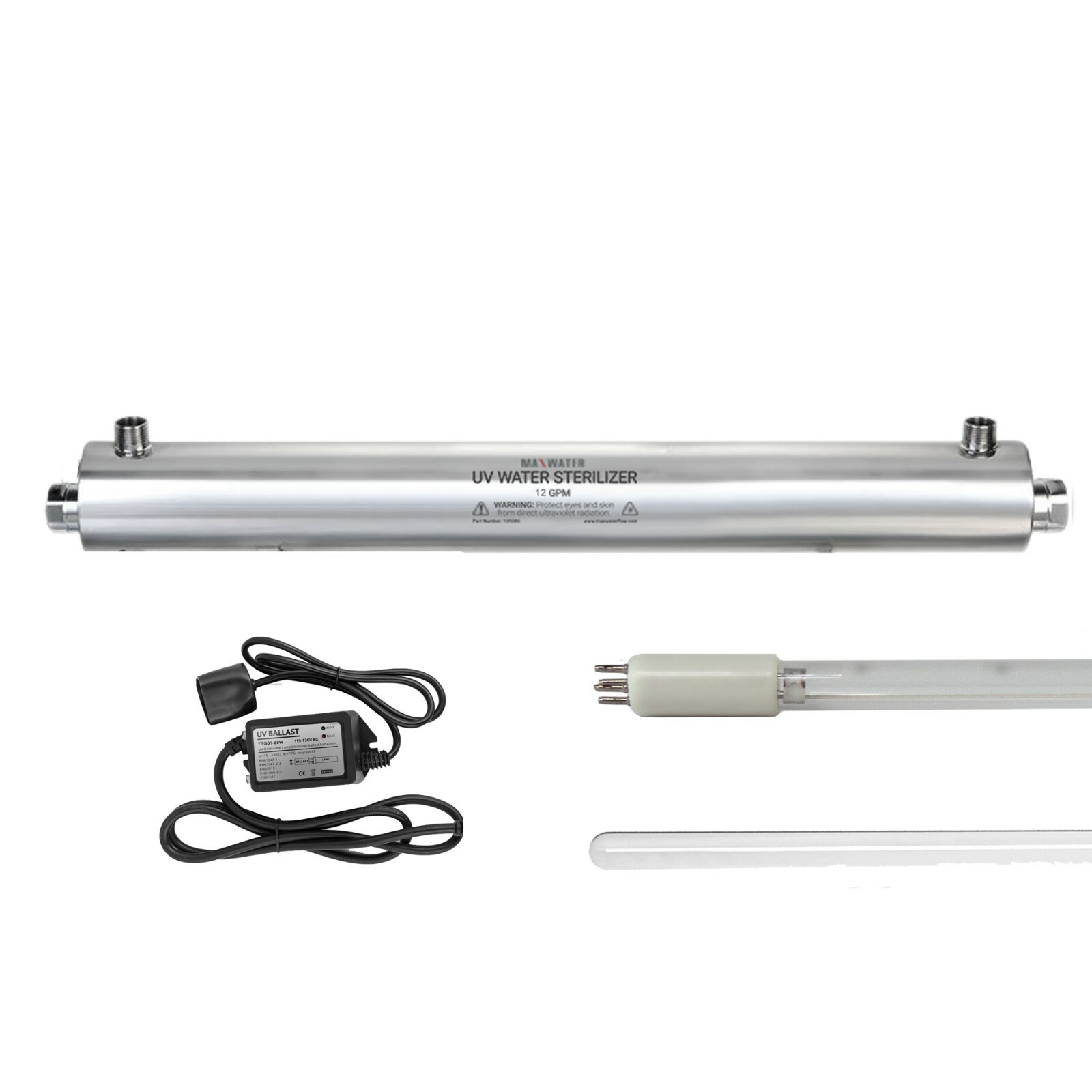 12 GPM Commercial Ultra Violet UV Ray Sterilizer 55w W/ Light and Audio Ballast
