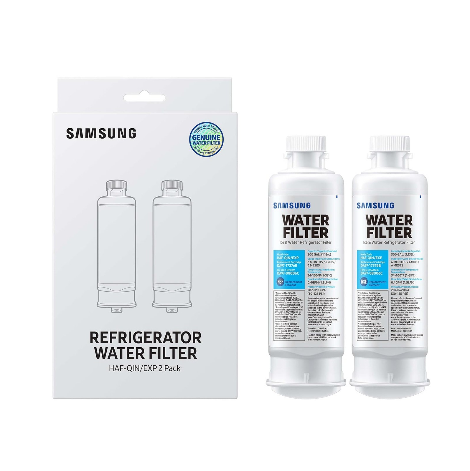 Samsung Haf-Qin-2P/Exp Genuine Refrigerator Water Filter Reduces 99 Of Harmful