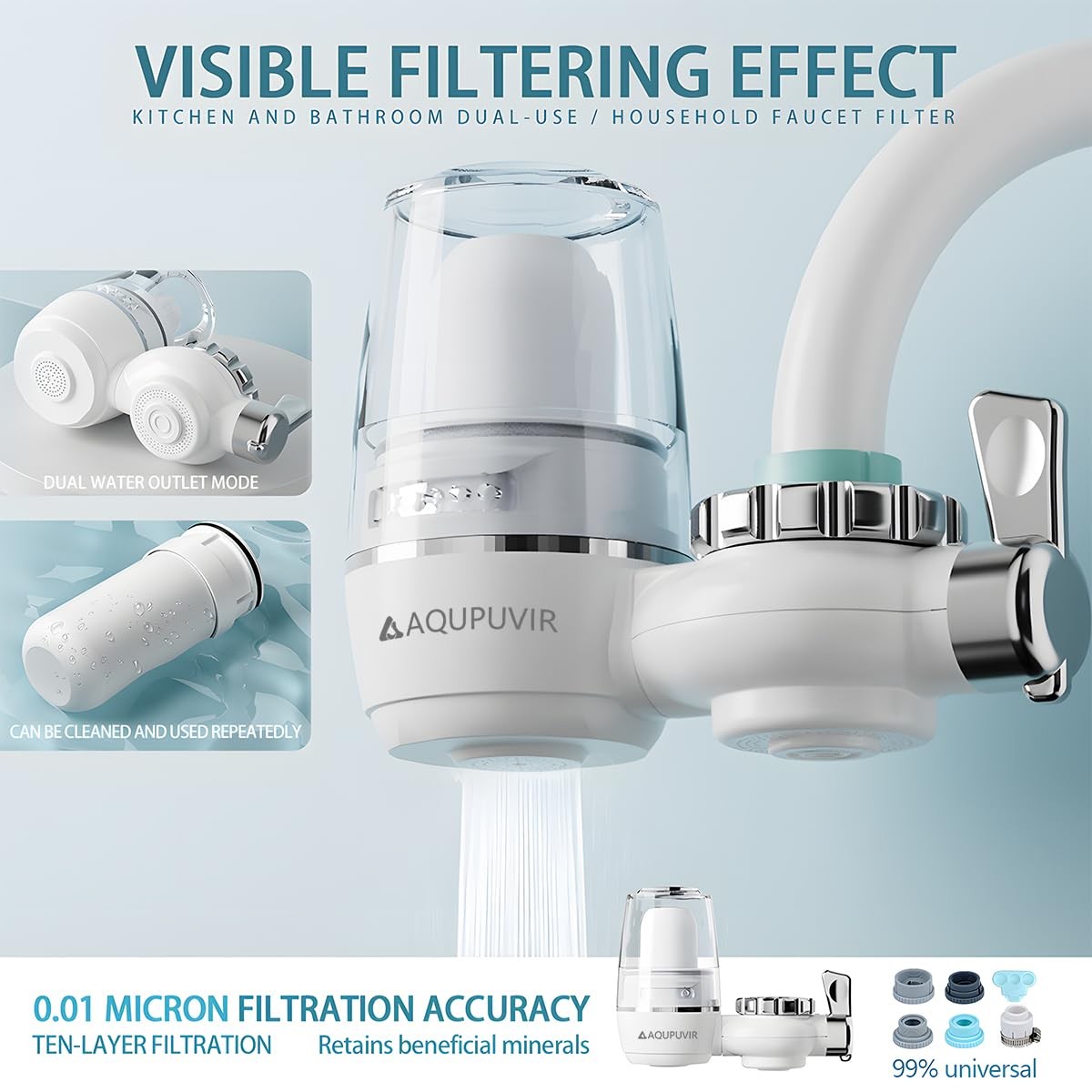 Aqupuvir Sink Water Filter System for Kitchen Faucet | Reduces Lead, Chlorine…
