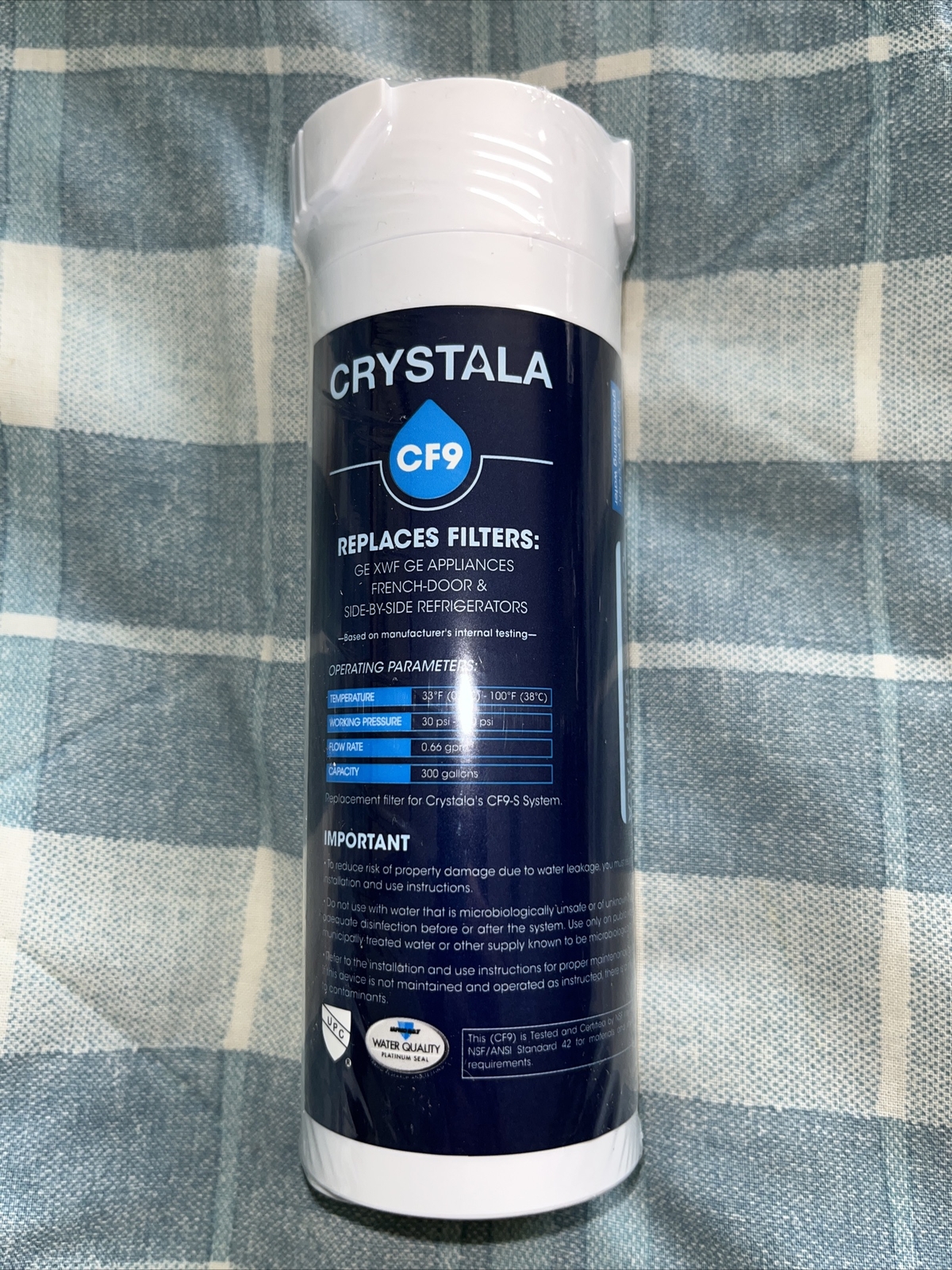 Crystala CF9 Premium Refrigerator Water Filter GE NEW Sealed XWF French Door-J