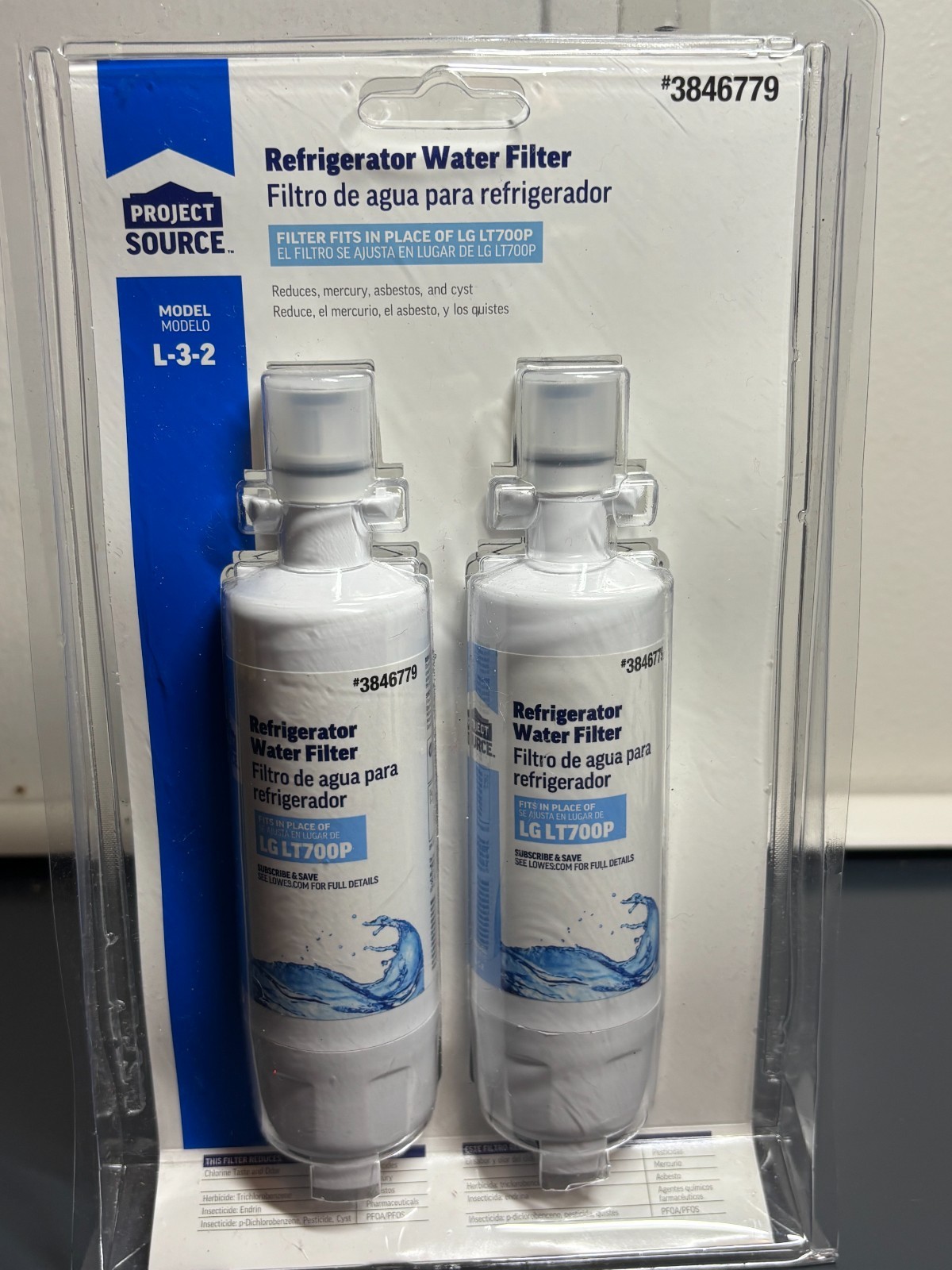 Project Source L-3-2 Refrigerator Water Filter LG 2 Pack LT700P #3846779