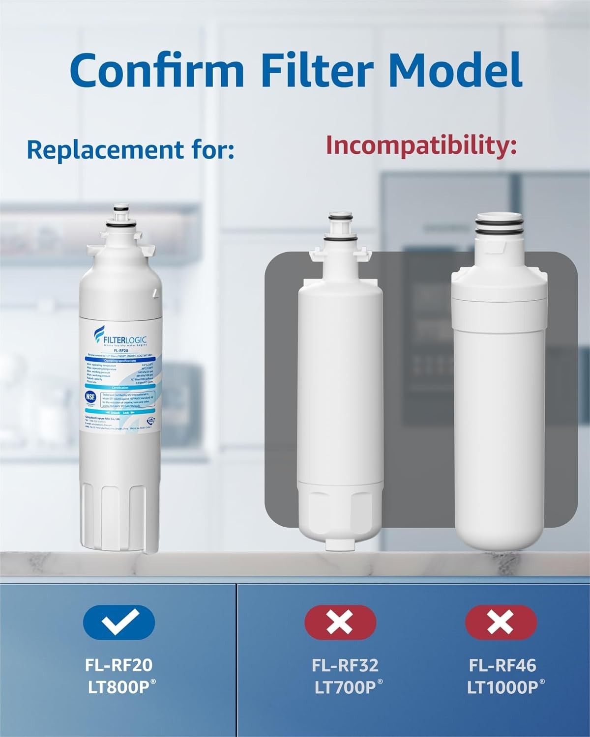 Refrigerator Water Filter Replacement for LG LSXS26326S ADQ73613401 Pack of 3