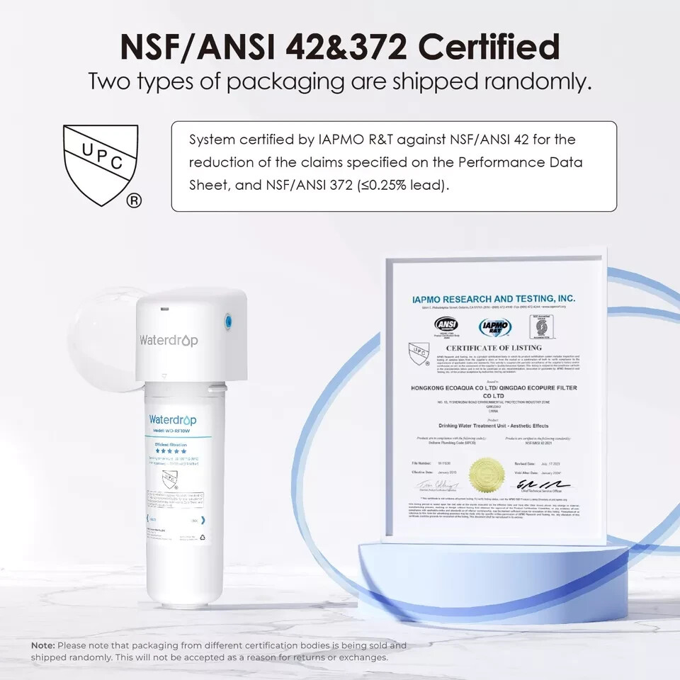 Waterdrop 10UAW Under Sink Water Filter System,NSF/ANSI 42 Certified, 8K Gallons