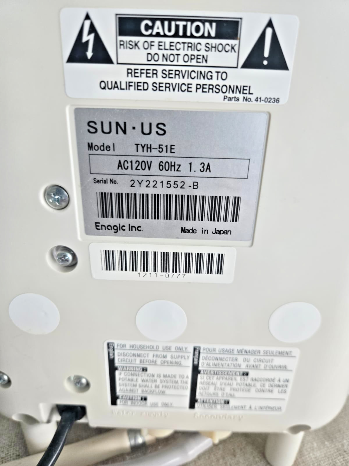 Enagic SUNUS TYH-51E Kangen Water Ionizer Generator Alkaline Filter Tested