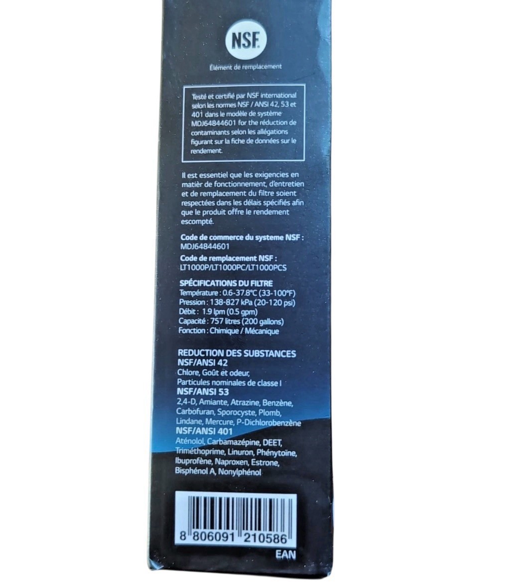 Genuine LG Water Filter Replacement Cartridge LT1000P/PC/PCS – New