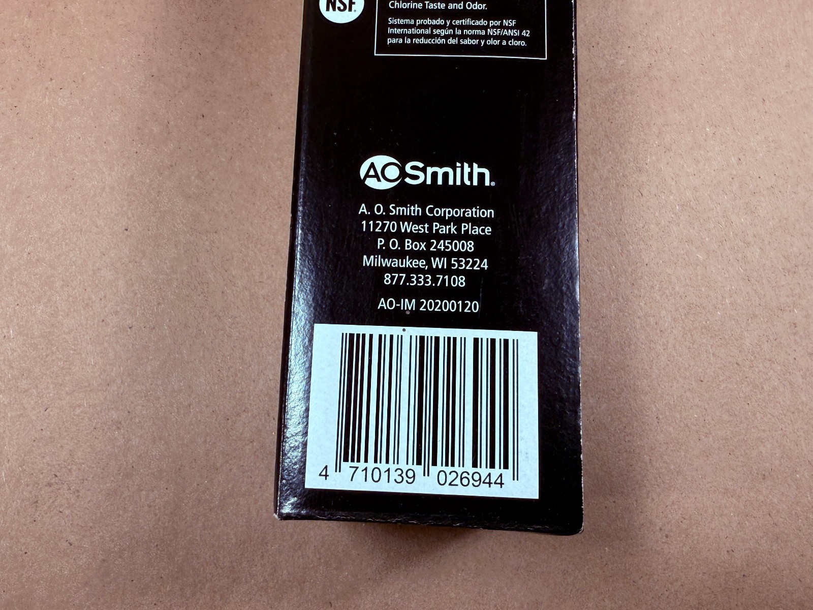 AO Smith Inline Ice Maker Filter Push-In Fitting 2” X 10”; Model #: AO-IM *NEW*