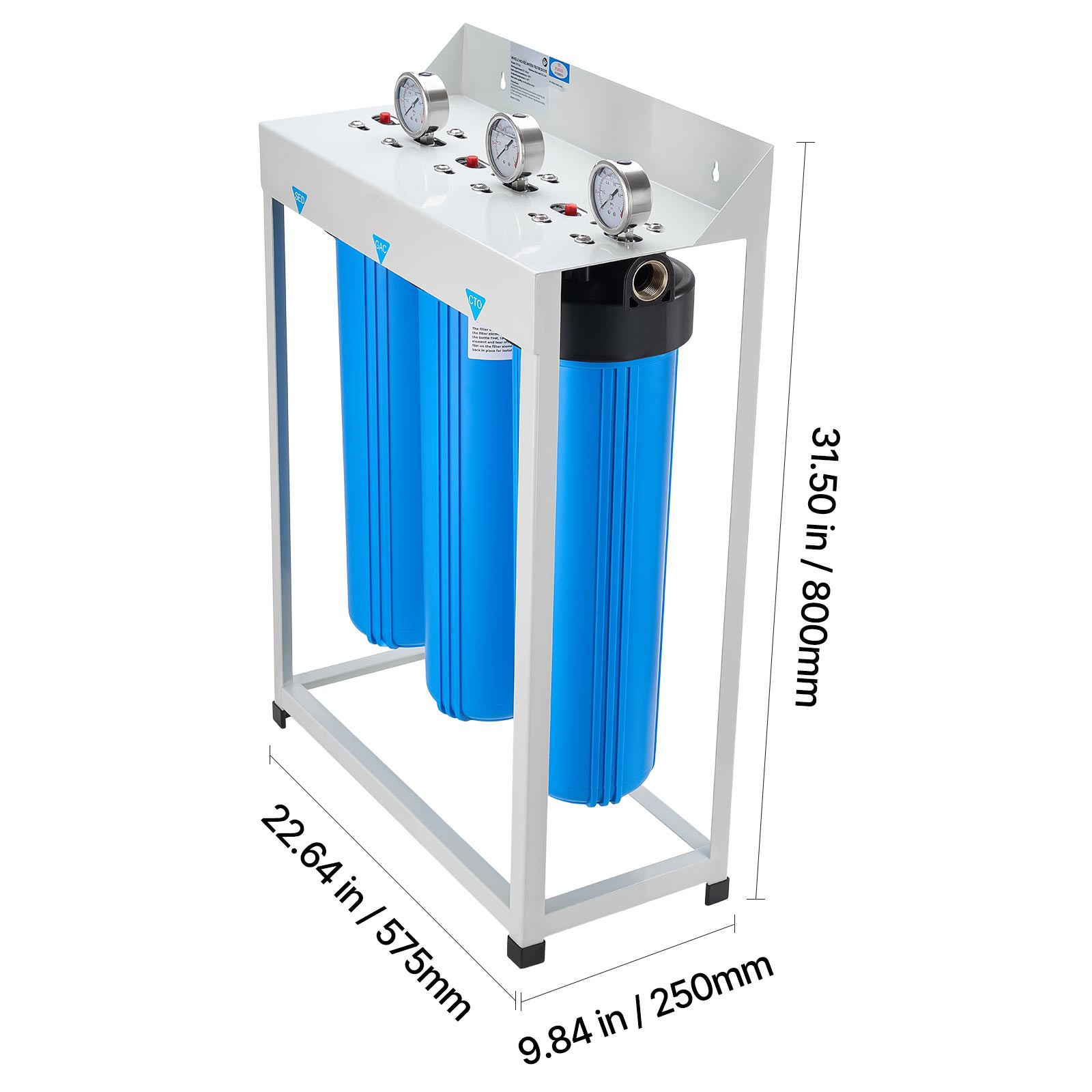 3-Stage Whole House Water Filter System 4.5″x20″ GAC Reduce Chlorine Odor