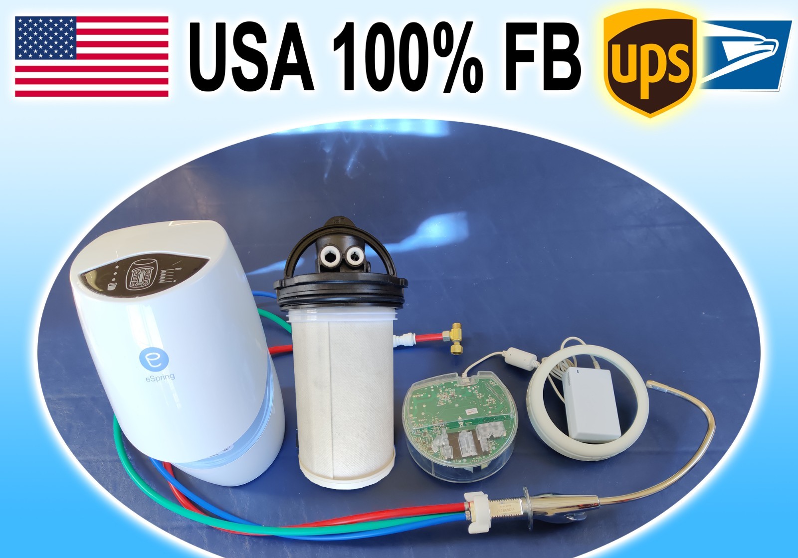Amway eSpring UV Water Filter Purifier 10-0185, Turns ON, With Faucet and Filter