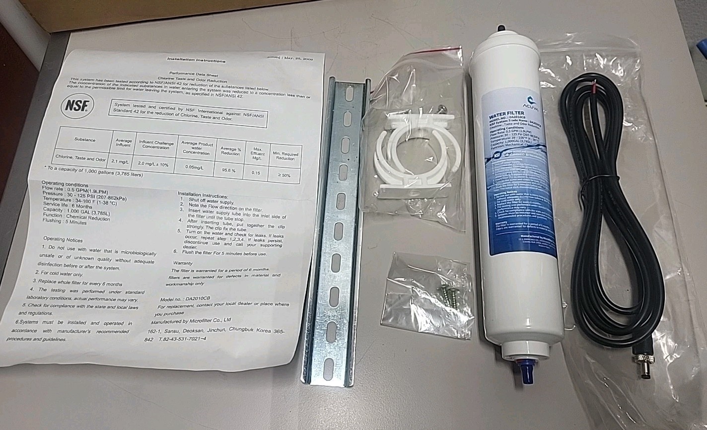 RV Water Filter(ACUVA) Chlorine ODOR COMPLETE KIT MOUNT BRACKET
