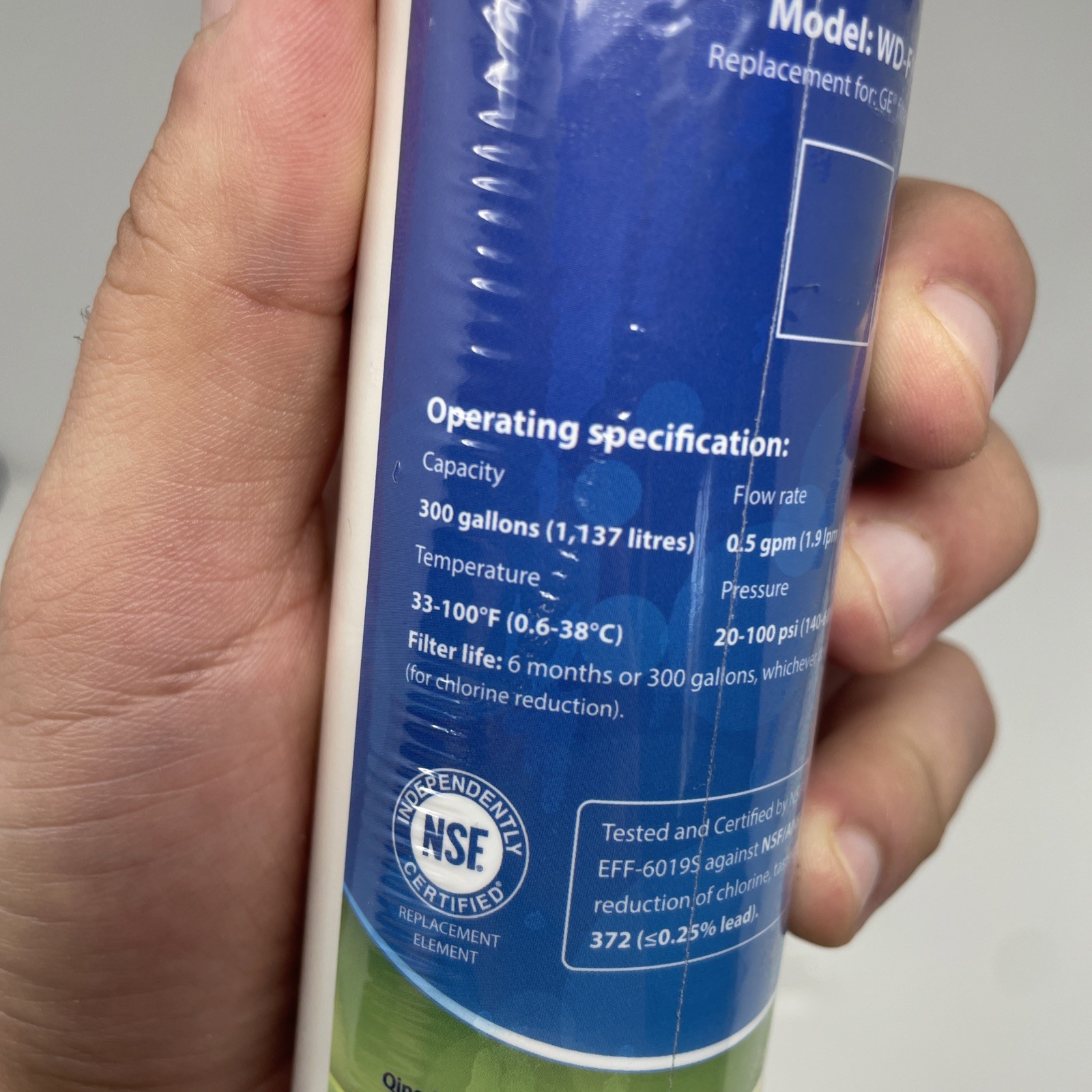 Waterdrop Filter, Model WD-F19 Replacement for GE Water Filter RPWF (SEALED)