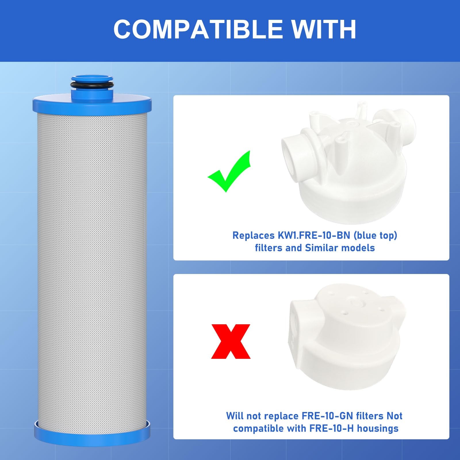 Vickmons KW1 RV Water Filter Cartridge 2.5x10in Compatible with RCS/FR1 3Pack