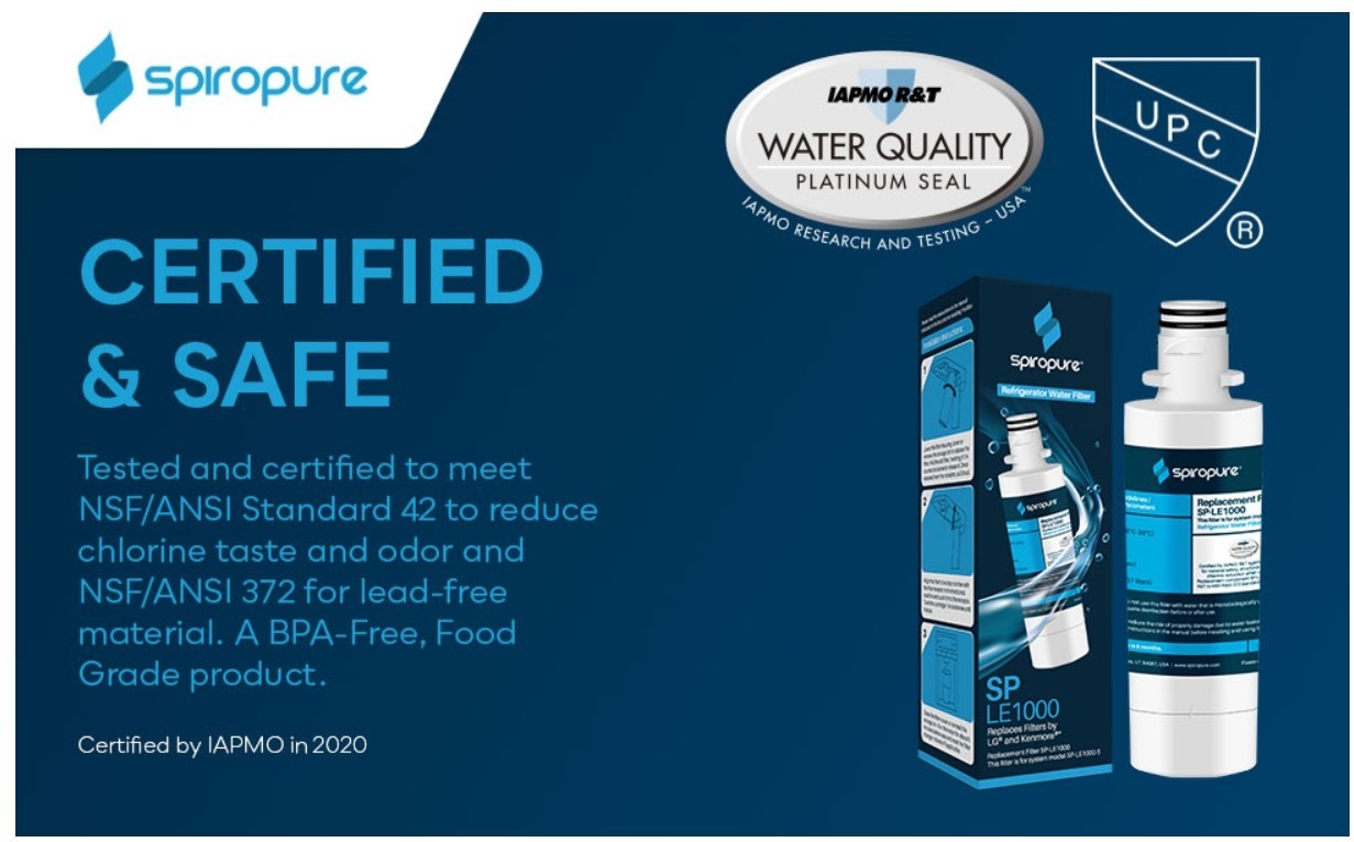 SpiroPure SP-LE1000 Refrigerator Water Filter & SP-LE120 Air Filter (6 pk/3 ea)