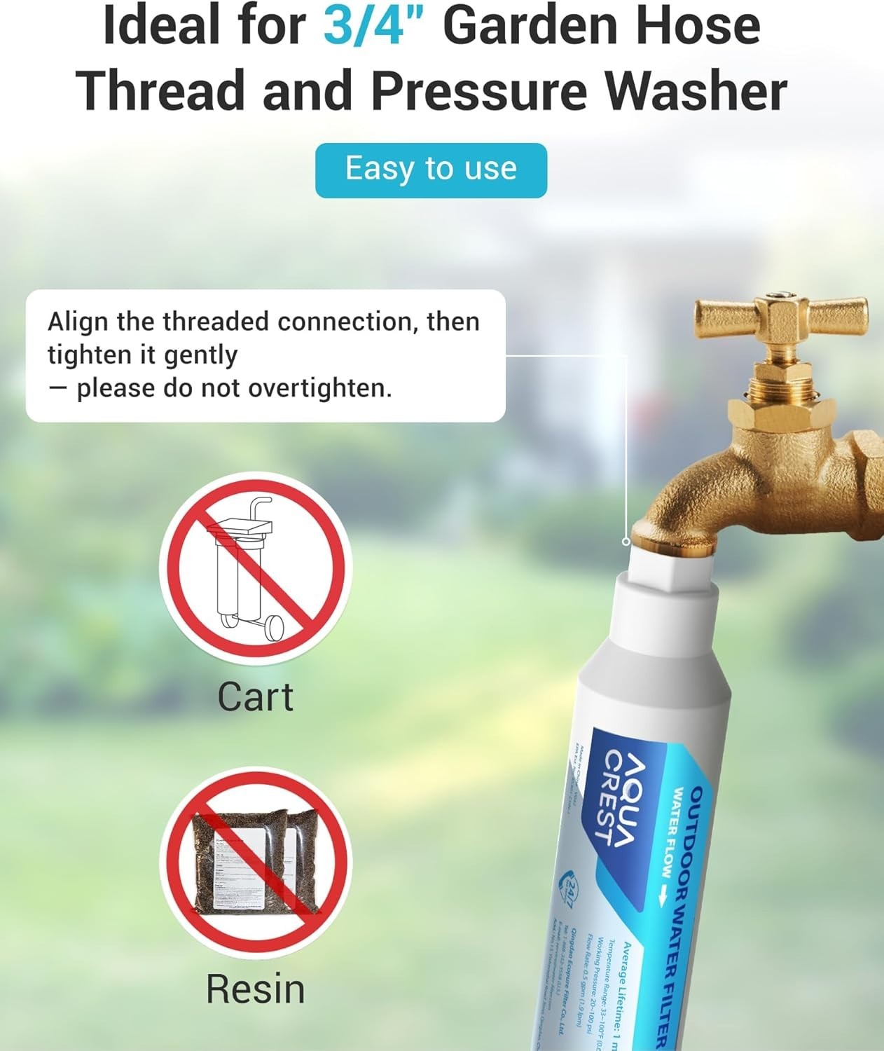 AQUA CREST Inline Water Filter for Car Washing, 4 Pack with 2 Hose Protector