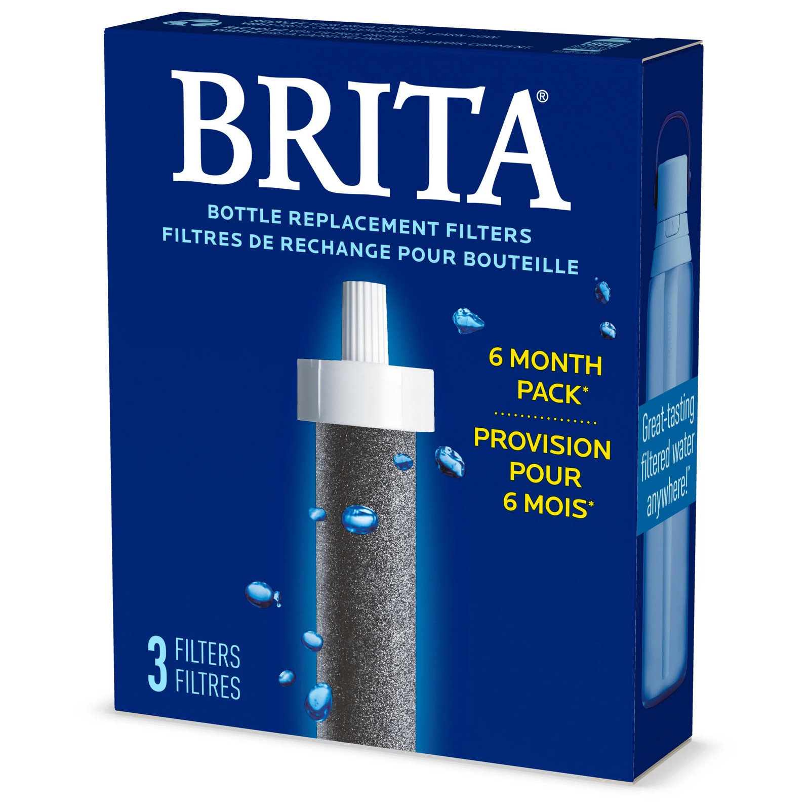 Premium Water Bottle Filter Replacements, 3 Count