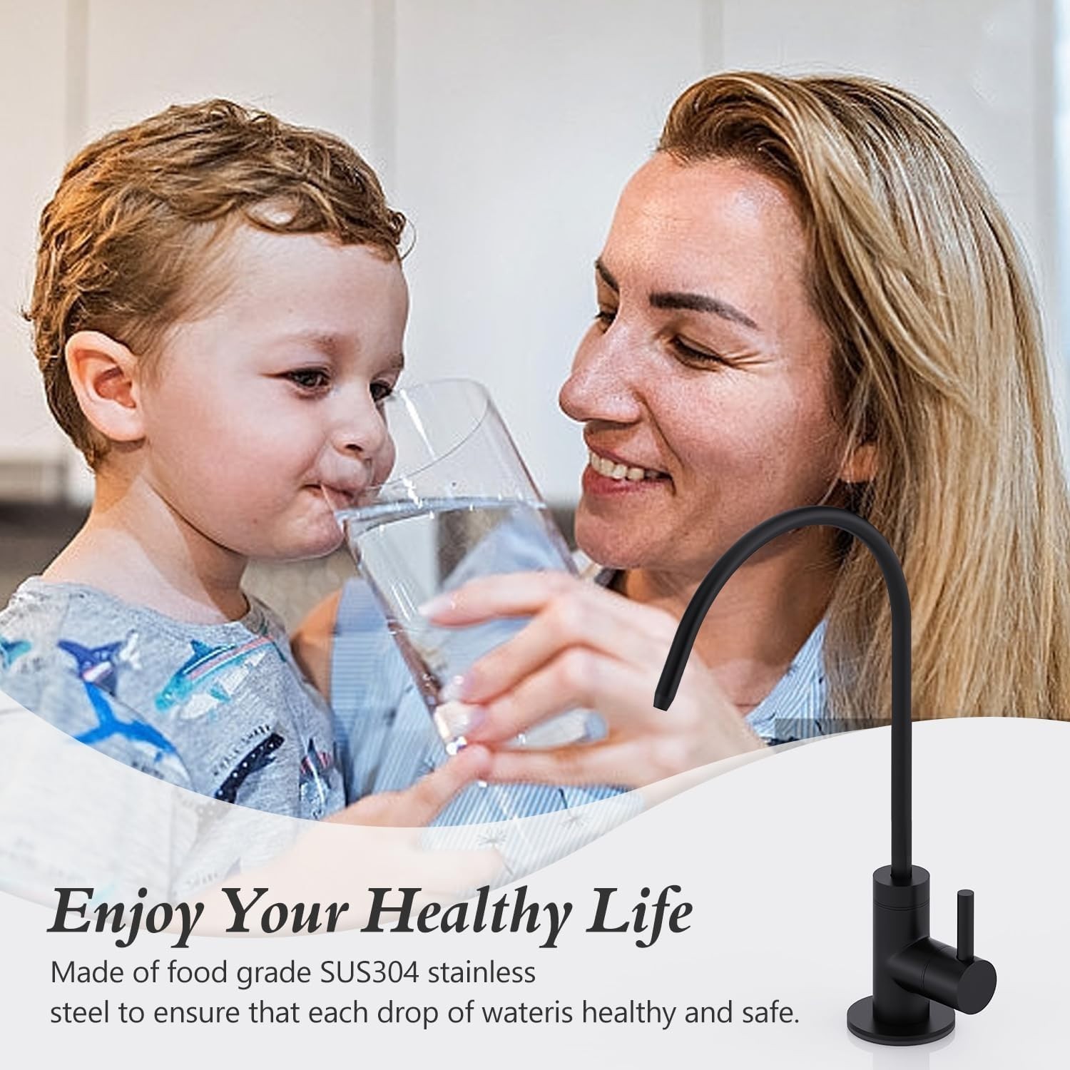 Durable Kitchen Water Filter Faucet with 1.8 GPM Flow Rate and Built-In Filter