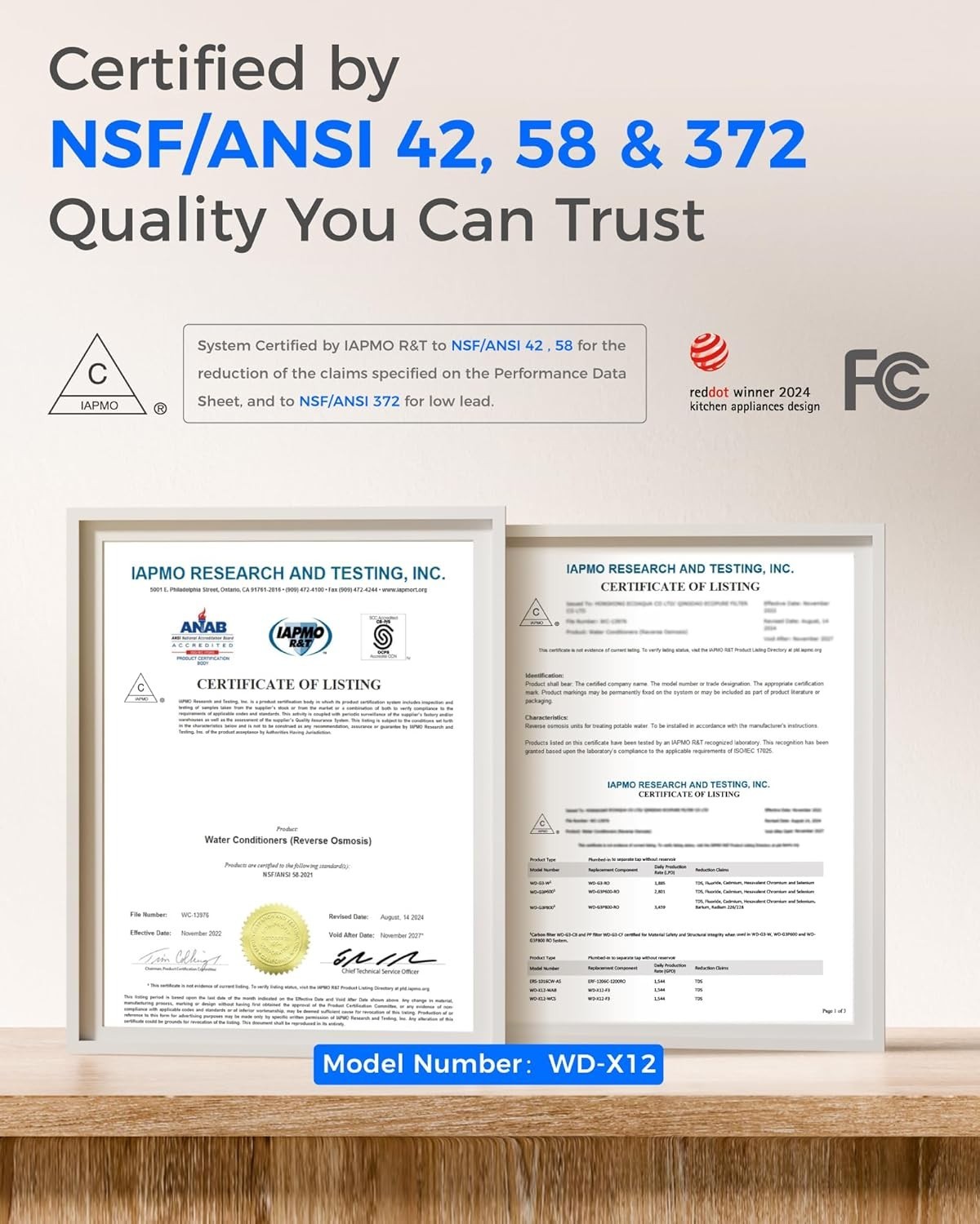 Waterdrop X12 Alkaline Mineral Reverse Osmosis System, NSF/ANSI 42&58&372 Certif