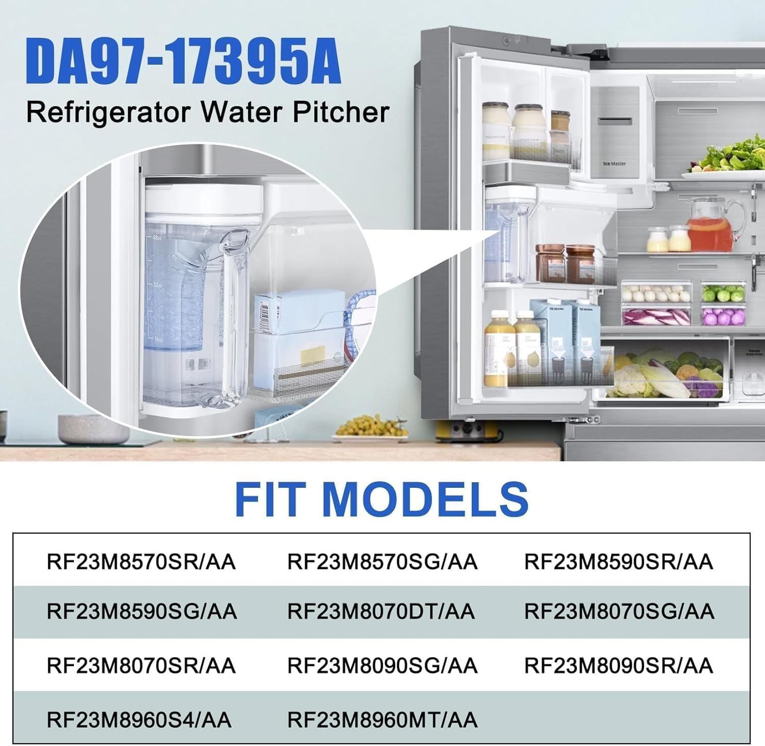 Versatile DA97-17395A Water Pitcher Replacement for Multiple Samsung Fridges