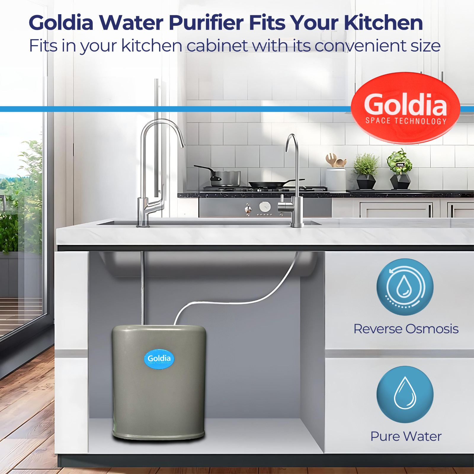 Goldia Water Purifier – RO Water Filter System – 90 GPD 5-Stage Home Reverse Osm