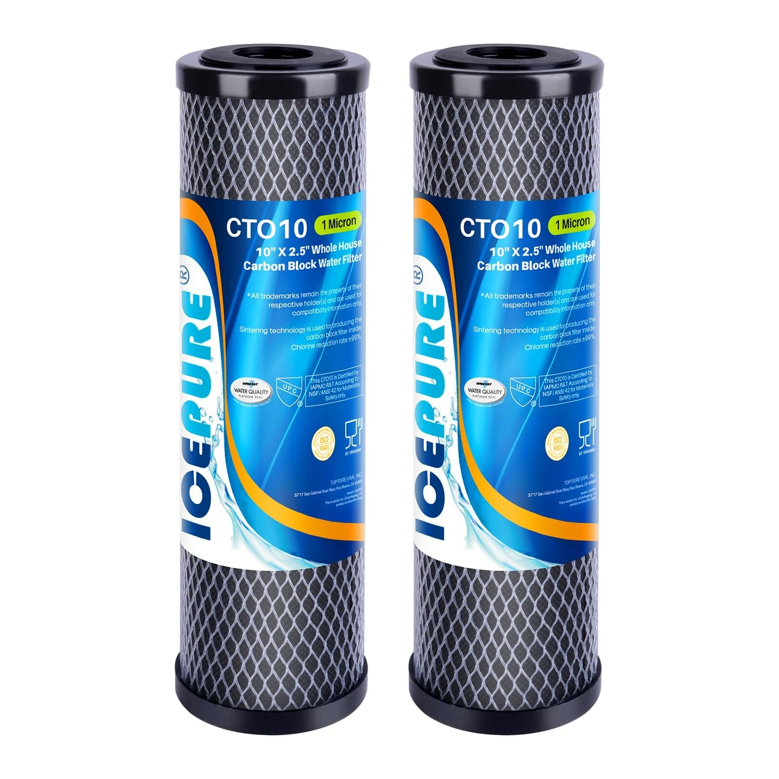 1 Micron 10″ x 2.5″ Whole House CTO Sedimen Water Filter Fit DuPont WFPFC8002