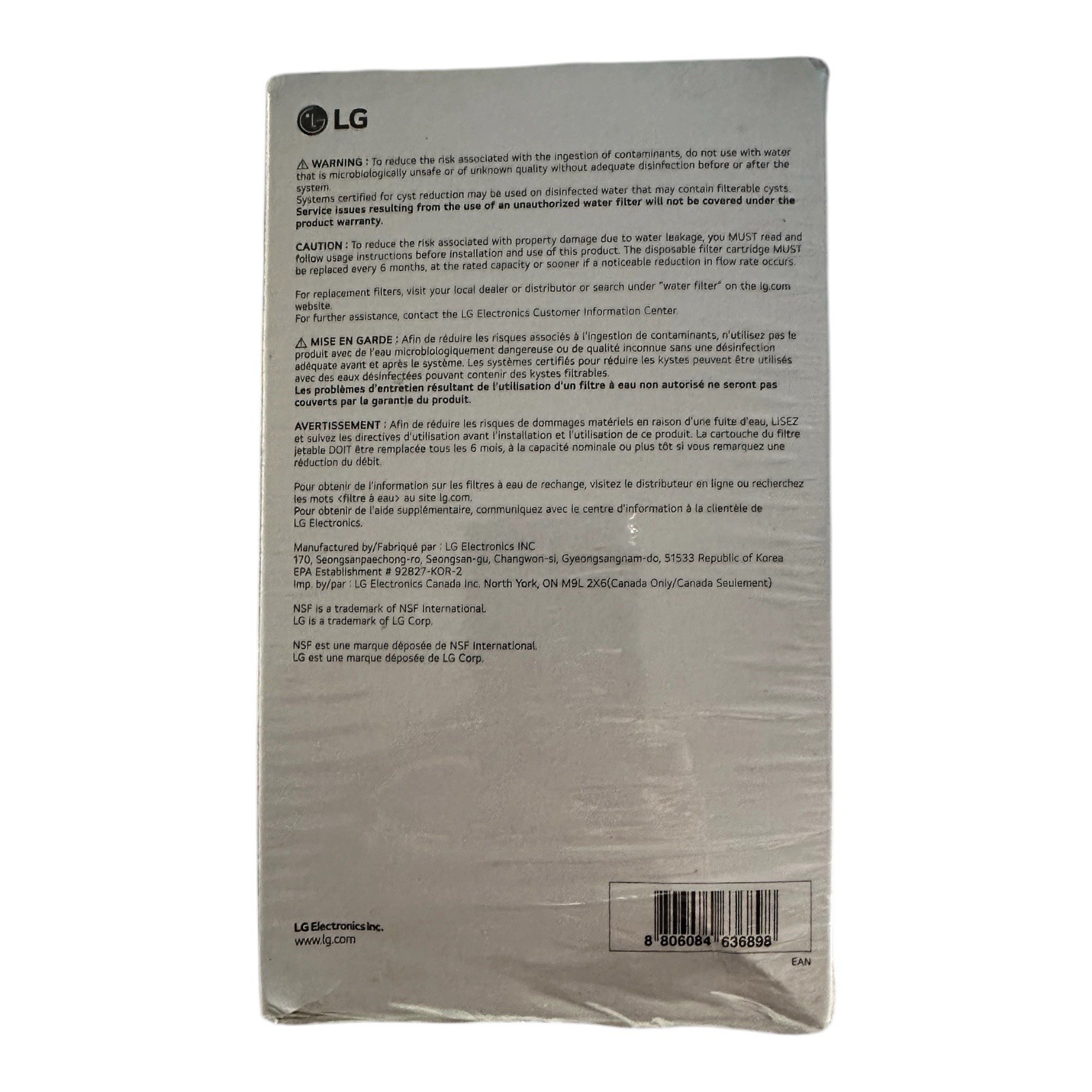 LG LT1000P2 6-Month 200 Gallon Refrigerator Replacement Water Filter 2 Pack