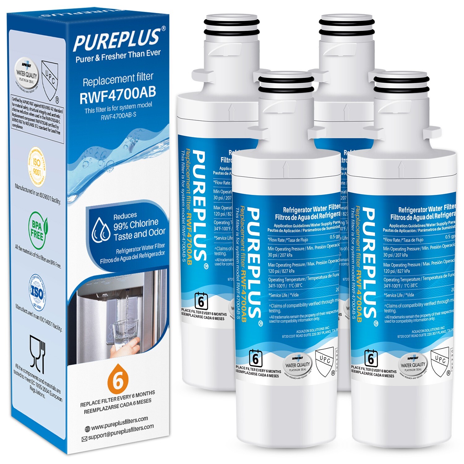 PUREPLUS ADQ747935 Fit For LG LT1000P, Kenmore 9980, LT1000, 4 PACK