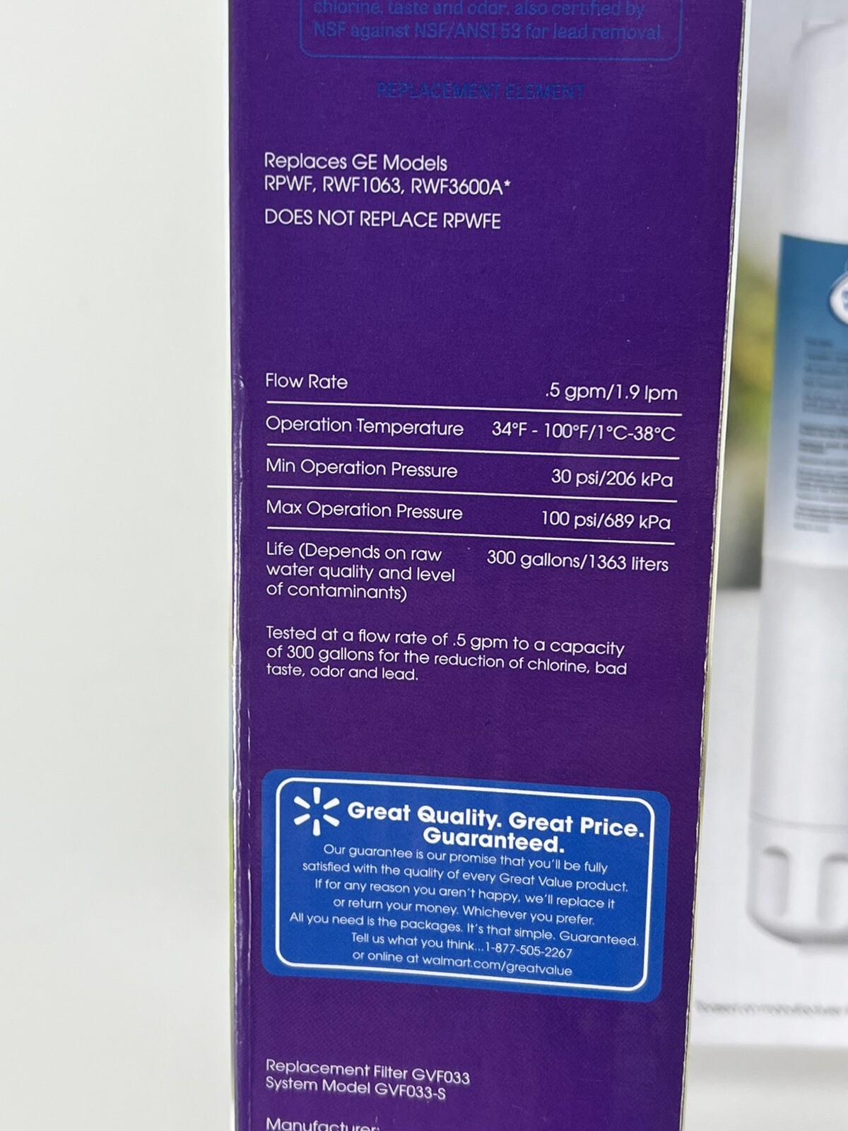 (4) Great Value Refrigerator Water Filter Replaces GE Model RPWF 6months 300 gal