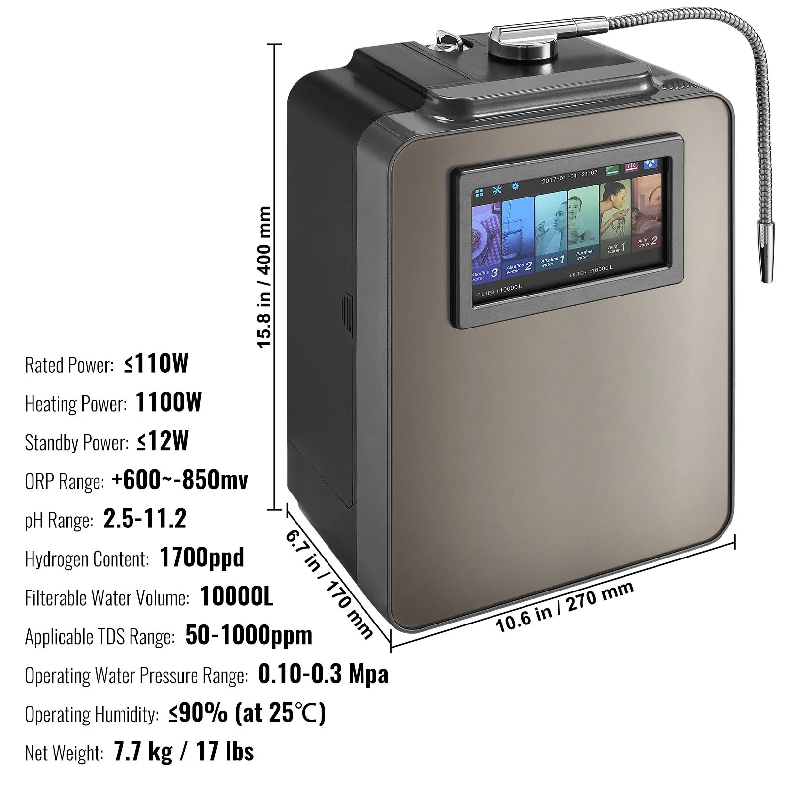 alkaline water ionizer machine HIGH END
