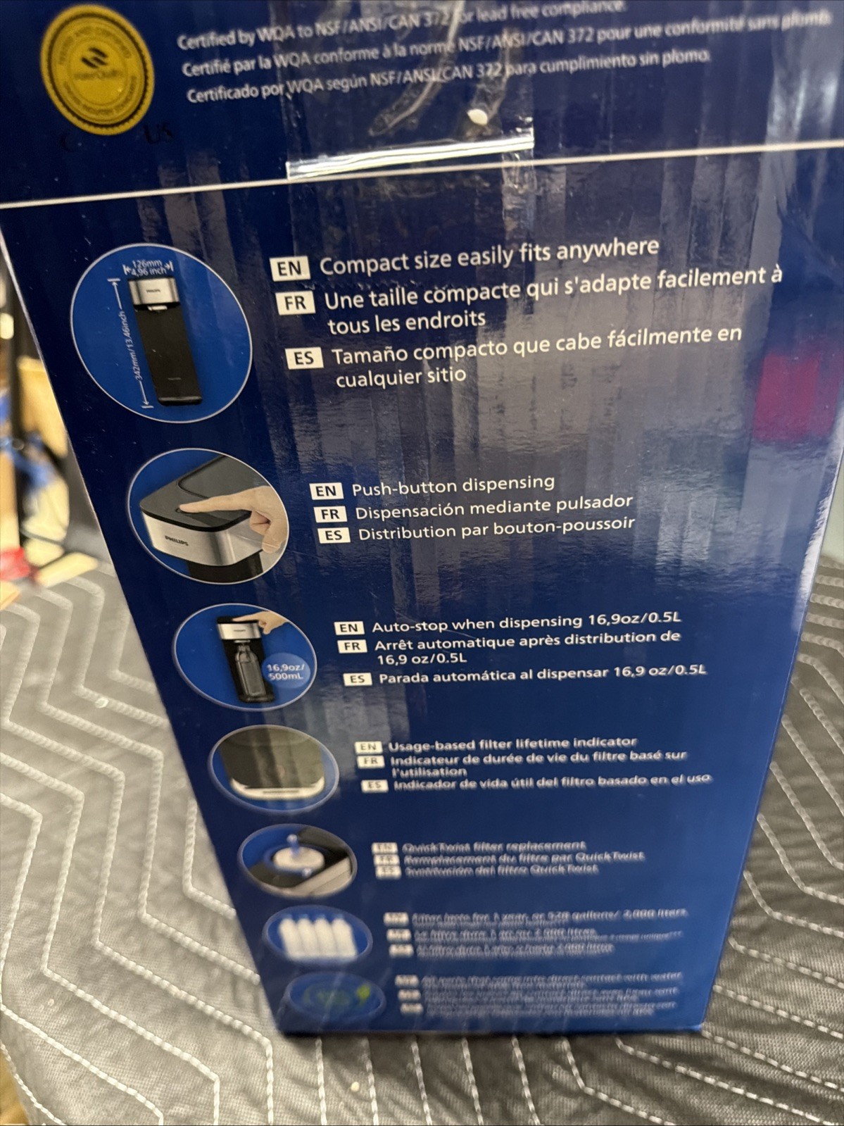 Philips Reverse Osmosis RO Water Filter System Compact Countertop – Silver Black