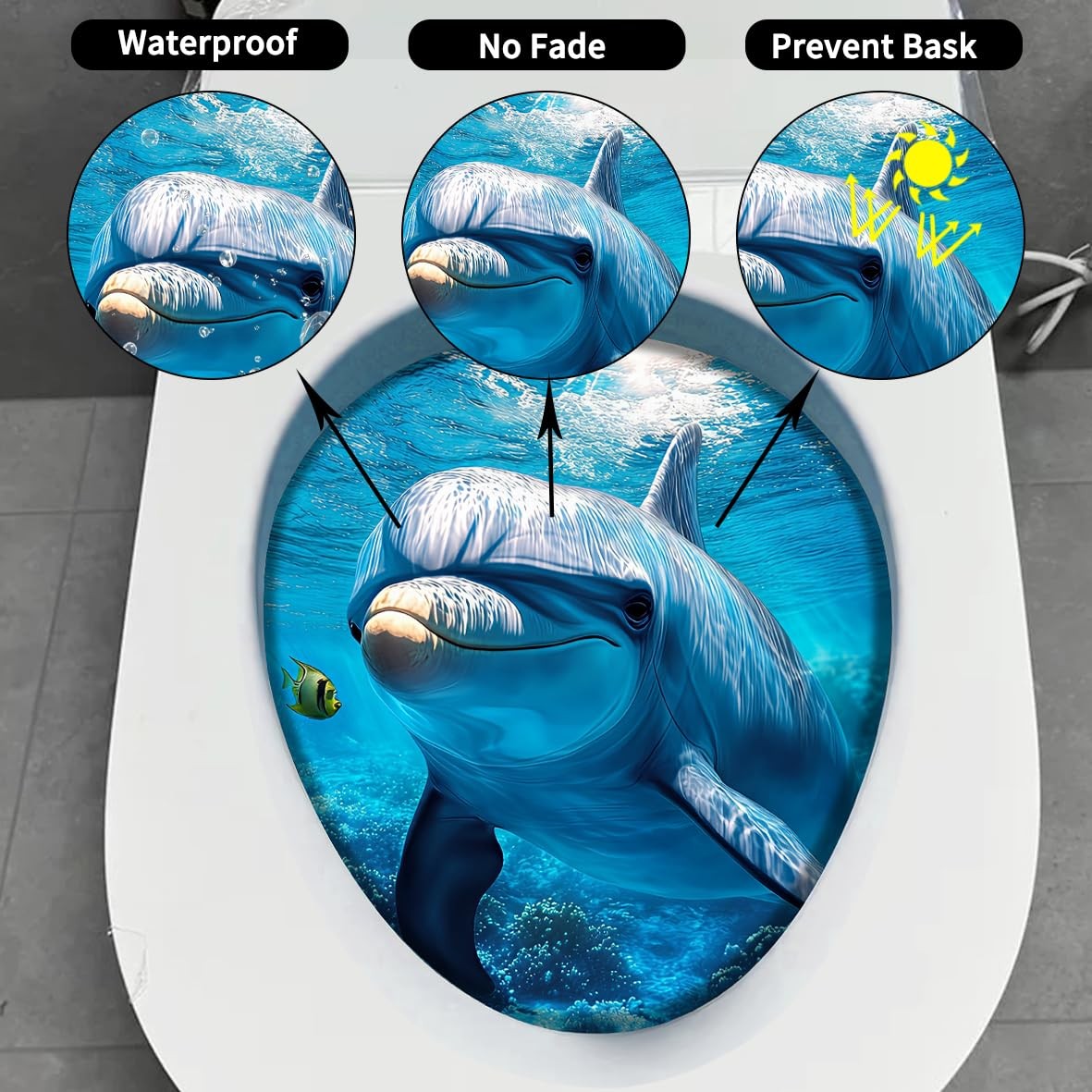 1Pcs Dolphin Decoration Stickers，Waterproof -Adhesive Cover Tank Decoration D…