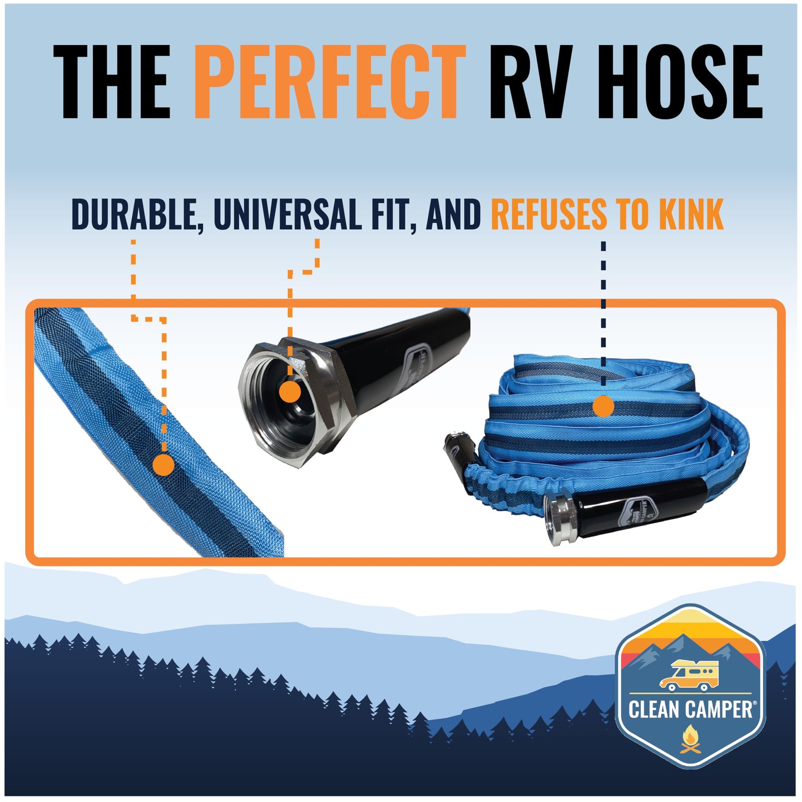 Clean Camper RV Drinking Water Hose & Filter Bundle, Silver