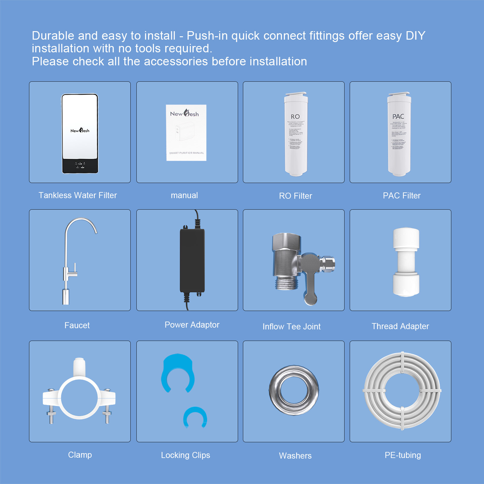 Tankless RO Reverse Osmosis Water Filtration System 600G,4-Stages Under Sink 2:1