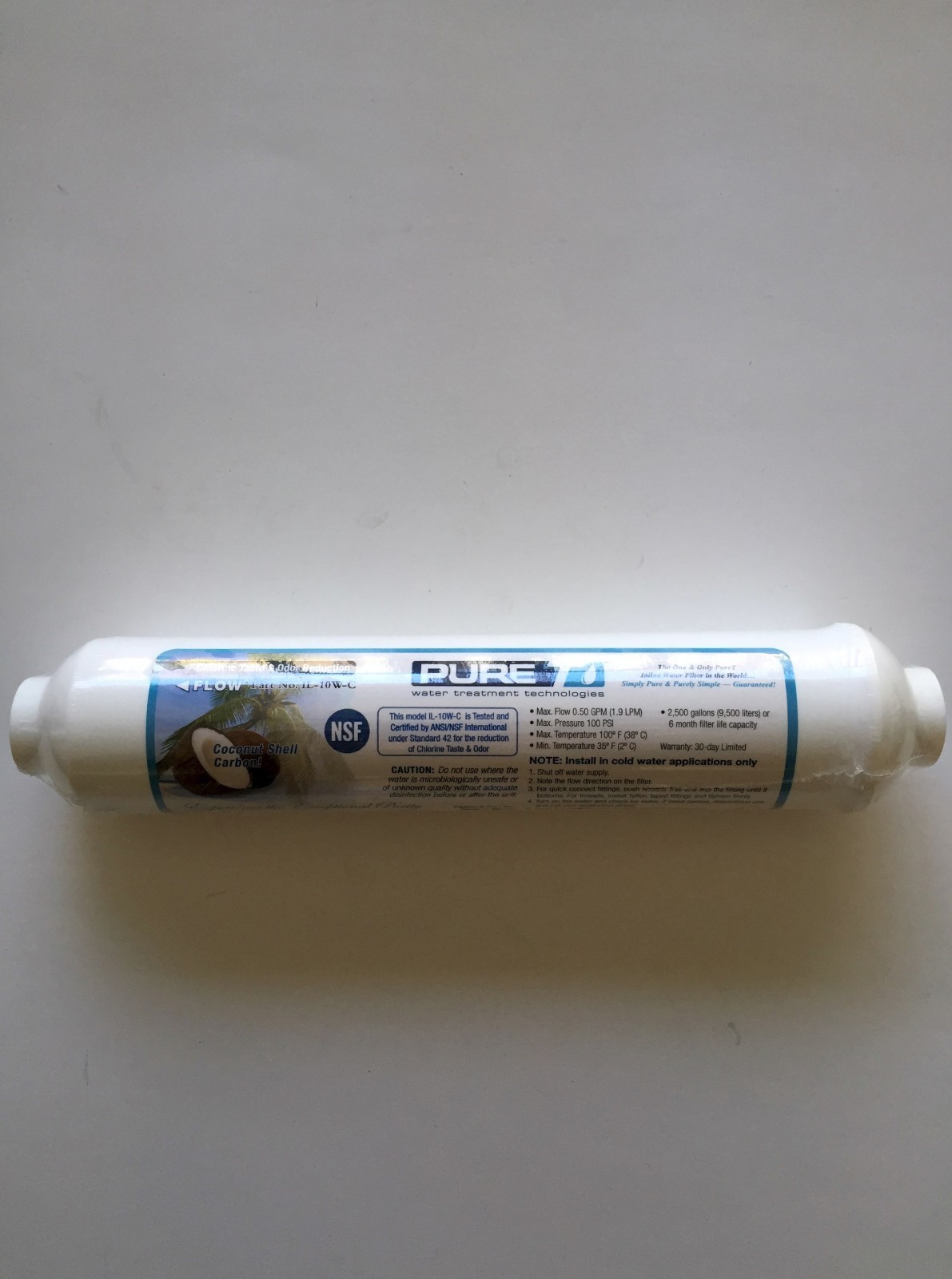 REVERSE OSMOSIS IN-LINE CARBON FILTER 10 X 2 1/4″ FPT THREADED ENDS