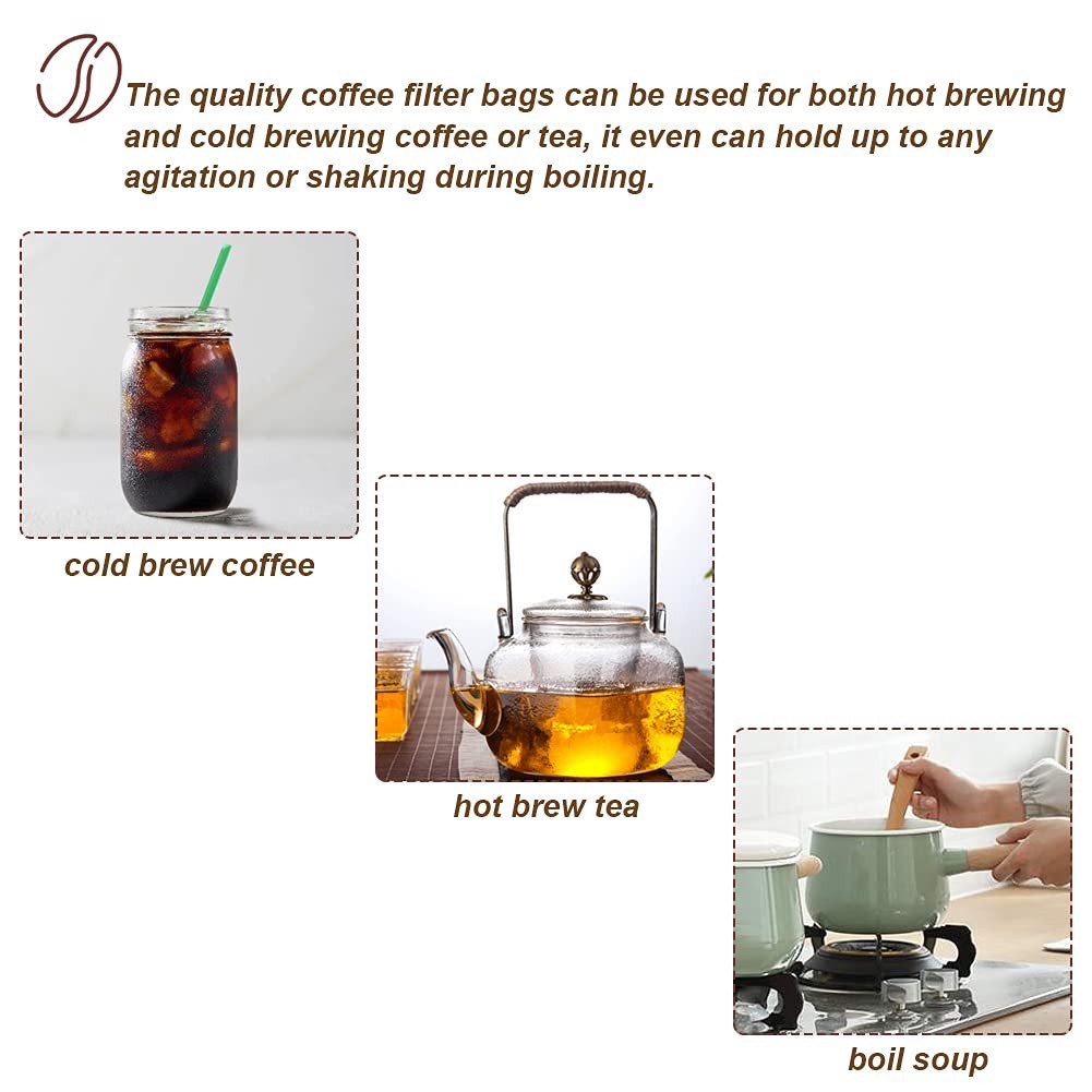 50pcs No Mess Cold Brew Bags, 4×6 inch Disposable Coffee inch, Beige