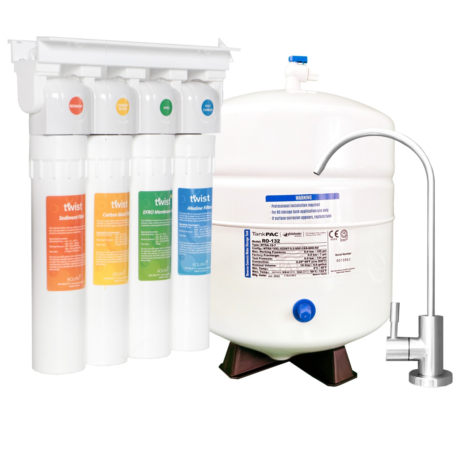 AQUAVI 4-Stage Under Sink Alkaline Reverse Osmosis Water Filtration System