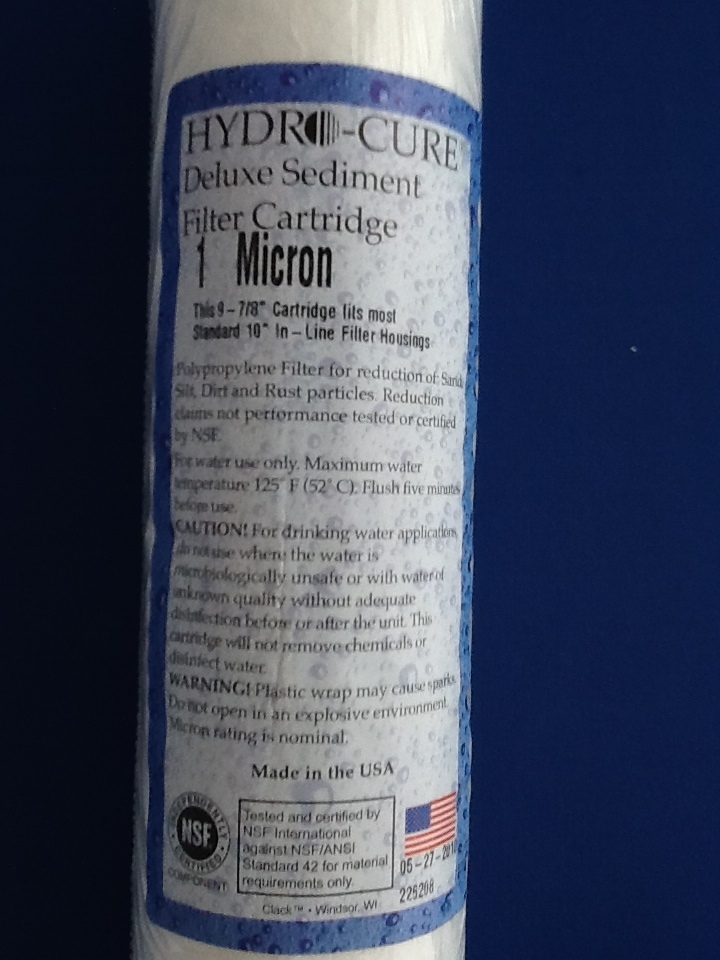 HYDRO CURE DELUXE 1 MICRON 10″x2.5″ SEDIMENT FILTER – 6 FILTERS