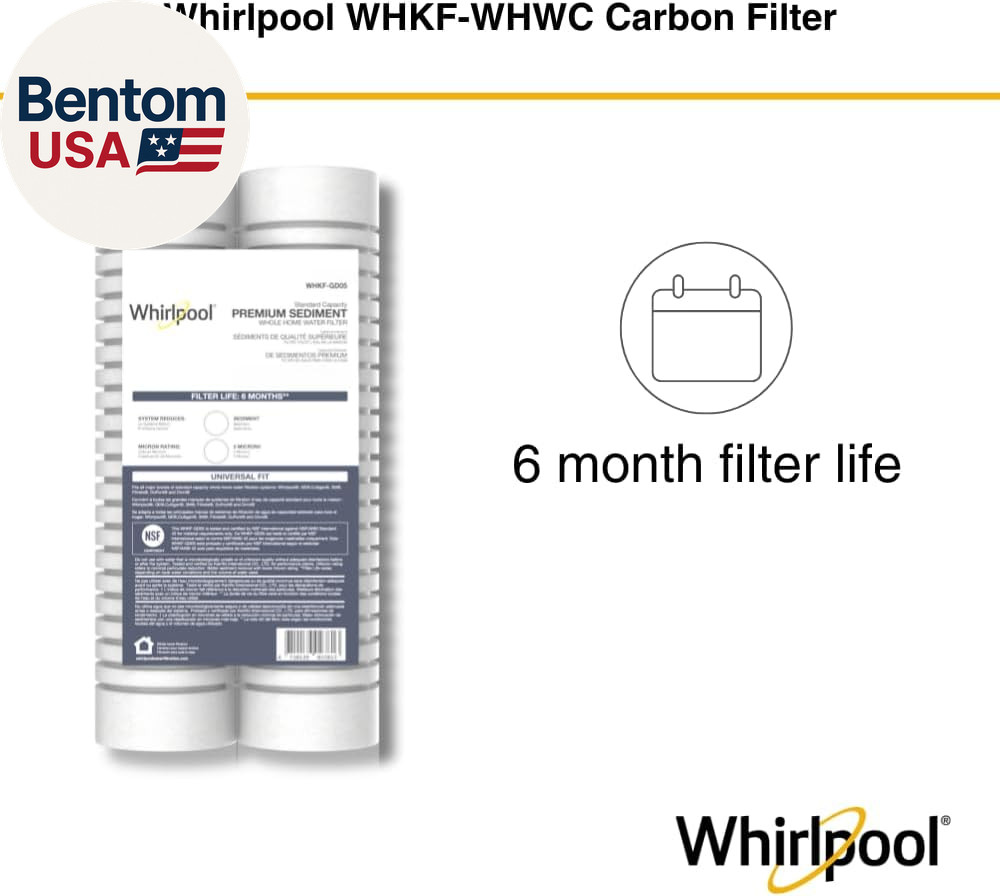 10″ X 2.5″ Whole Home Standard Capacity Sediment Filters WHKF-GD05, 5 Micron, 6-