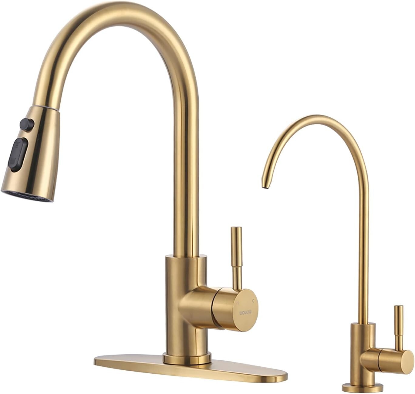 Premium Stainless Steel Kitchen Faucet with Drinking Water Faucet – Brushed Gold