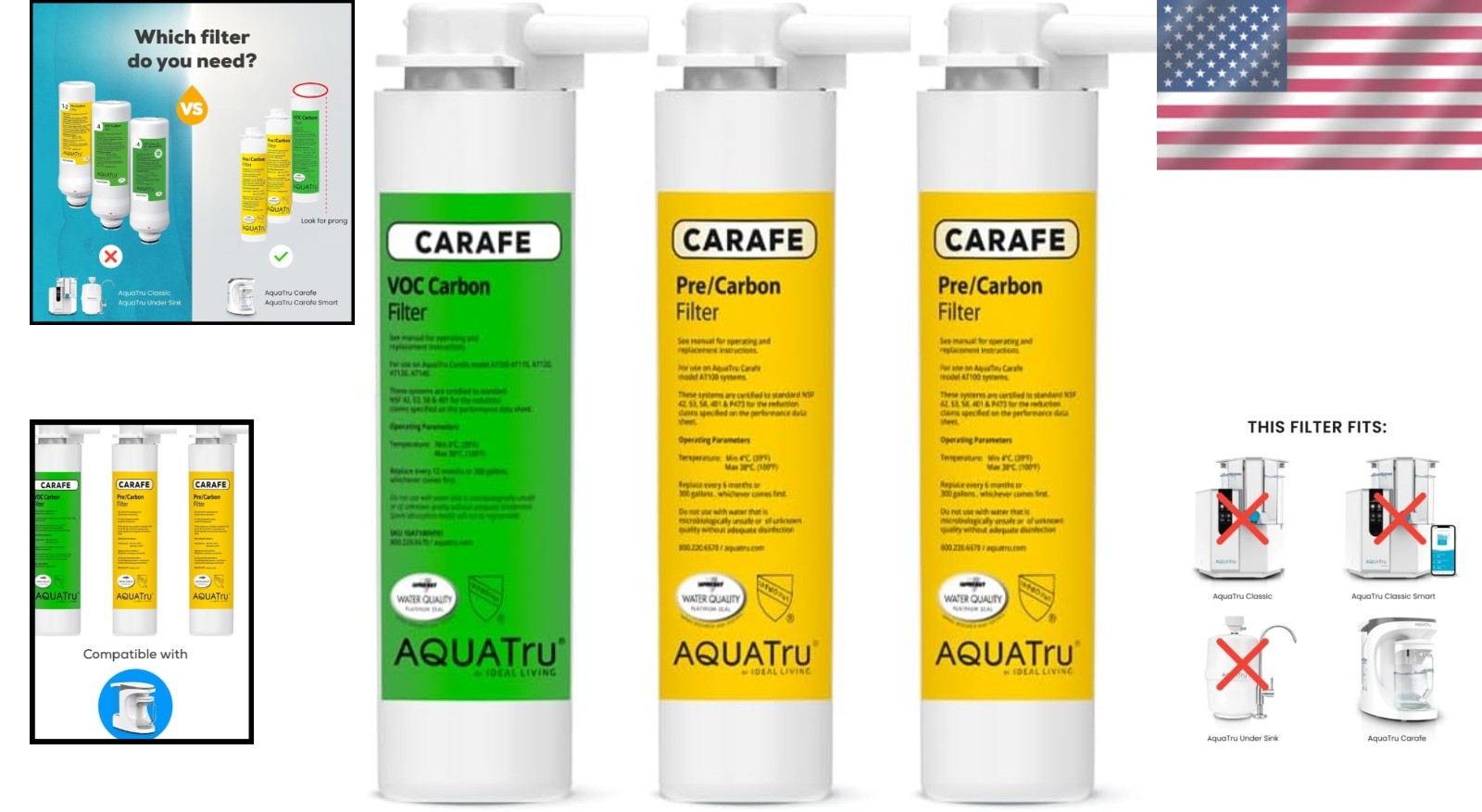 Aquatru Carafe Water Purifier Filters
